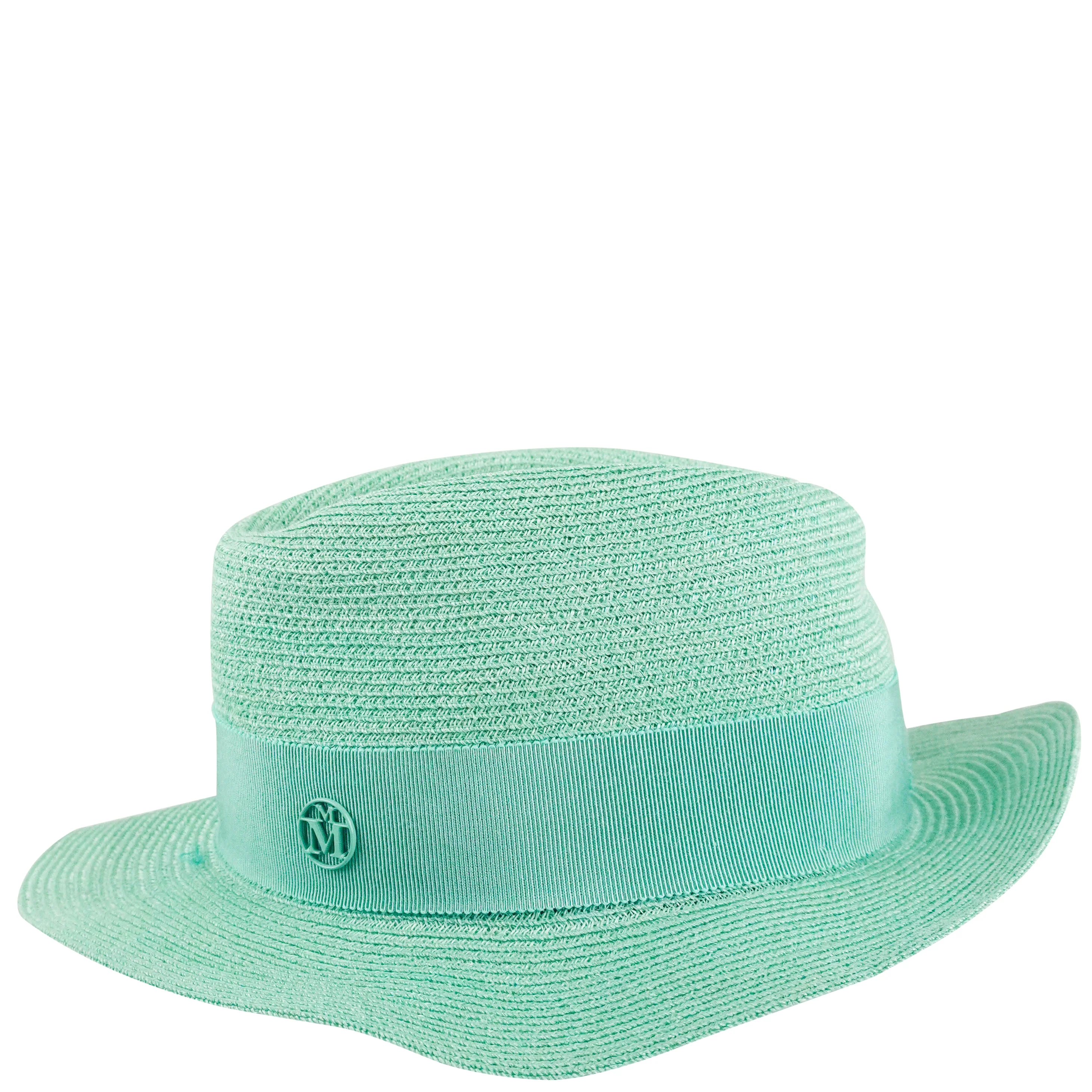 Maison Michel Hemp Fedora Hat in Teal - Image 2
