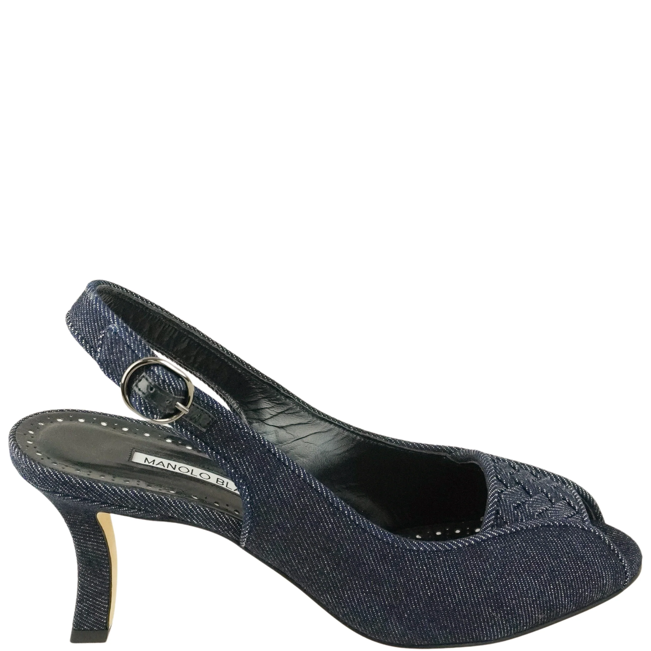 Manolo Blahnik Lonike Heels in Denim