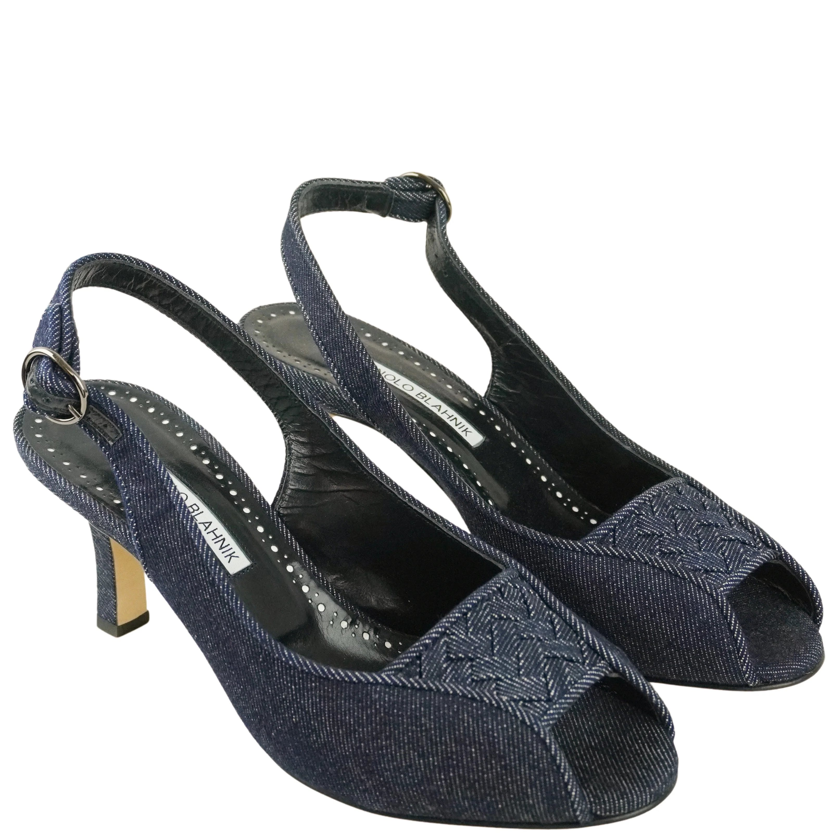 Manolo Blahnik Lonike Heels in Denim - Image 3