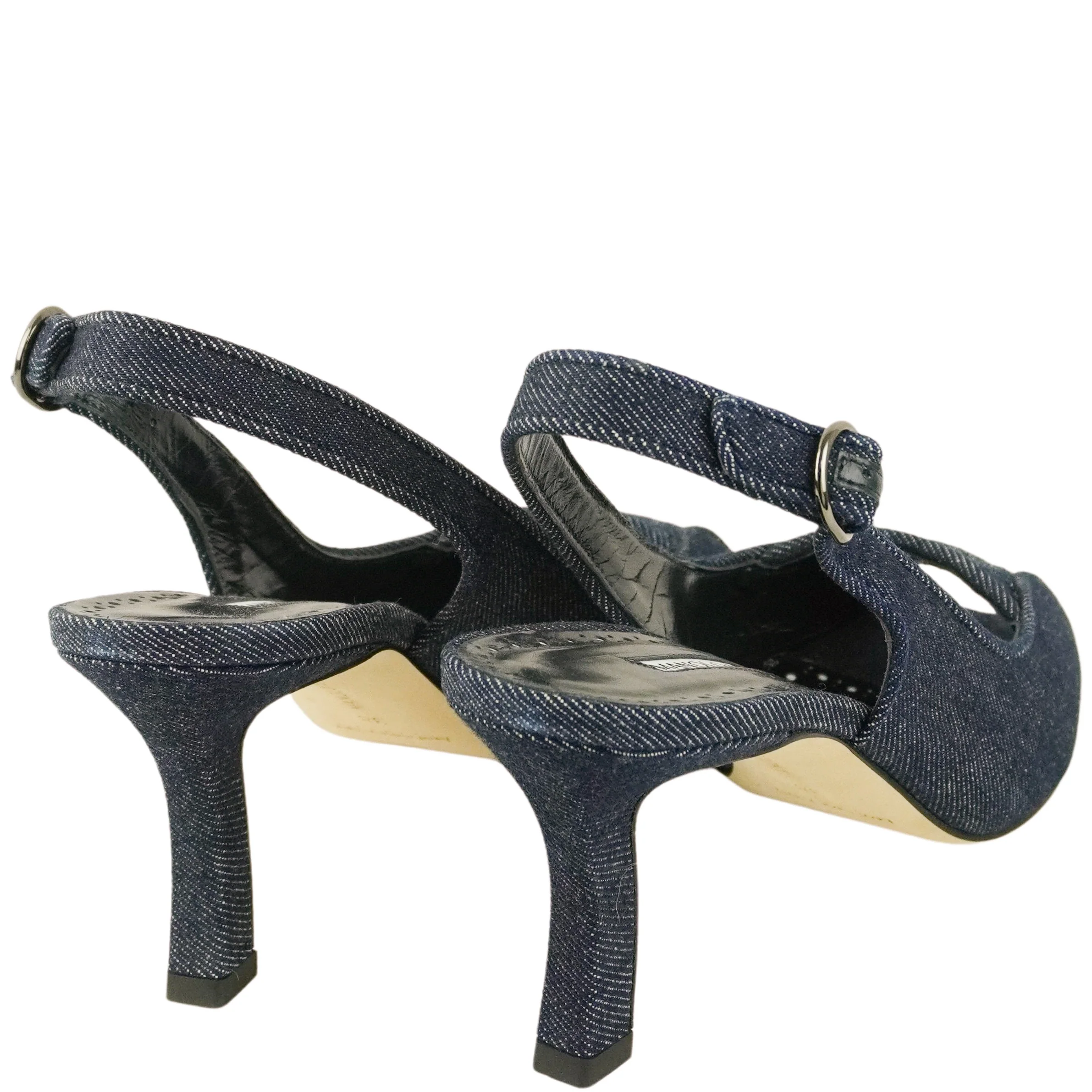 Manolo Blahnik Lonike Heels in Denim - Image 4