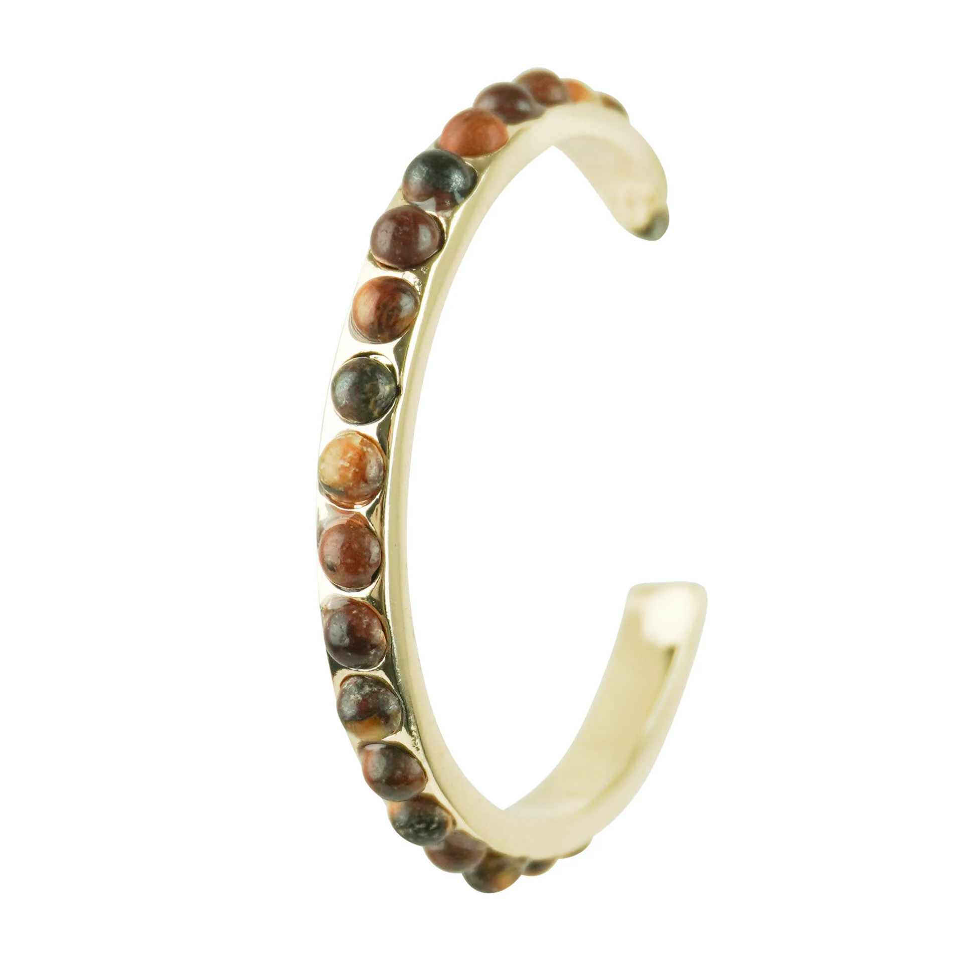 Marlyn Schiff Hoop Earrings in Gold Tiger Iron - Image 2