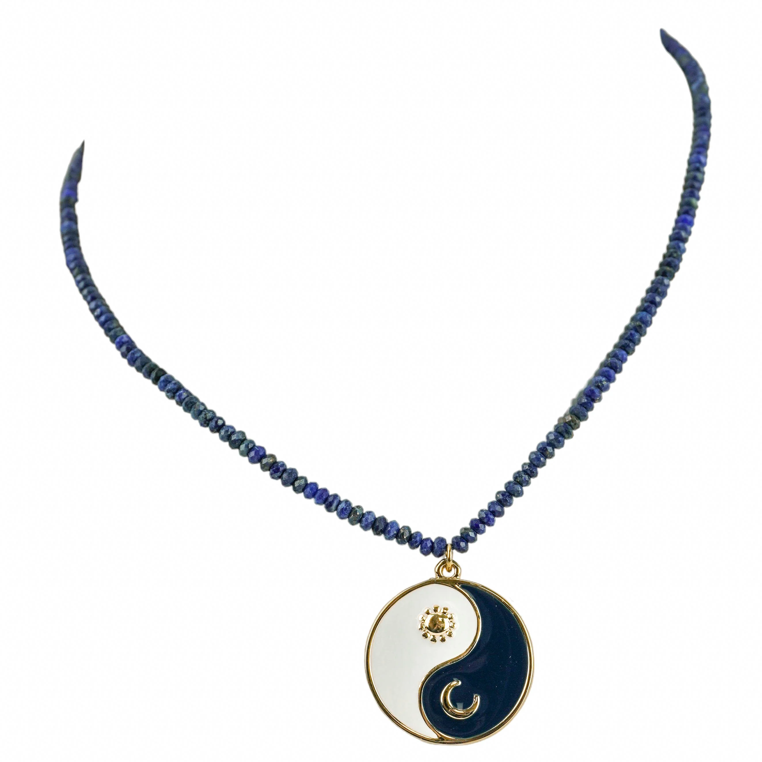 Marlyn Schiff Yin and Yang Beaded Necklace in Blue - Image 2