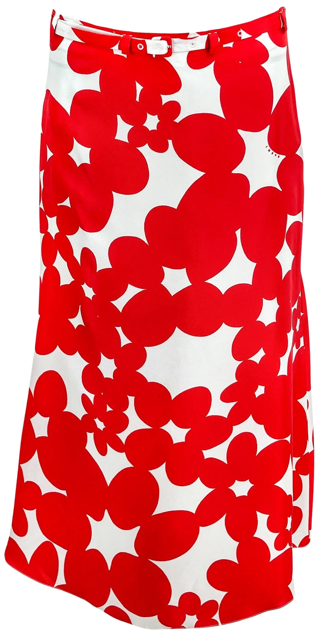 Marni Dillies Silk Twill Midi Skirt in Crimson