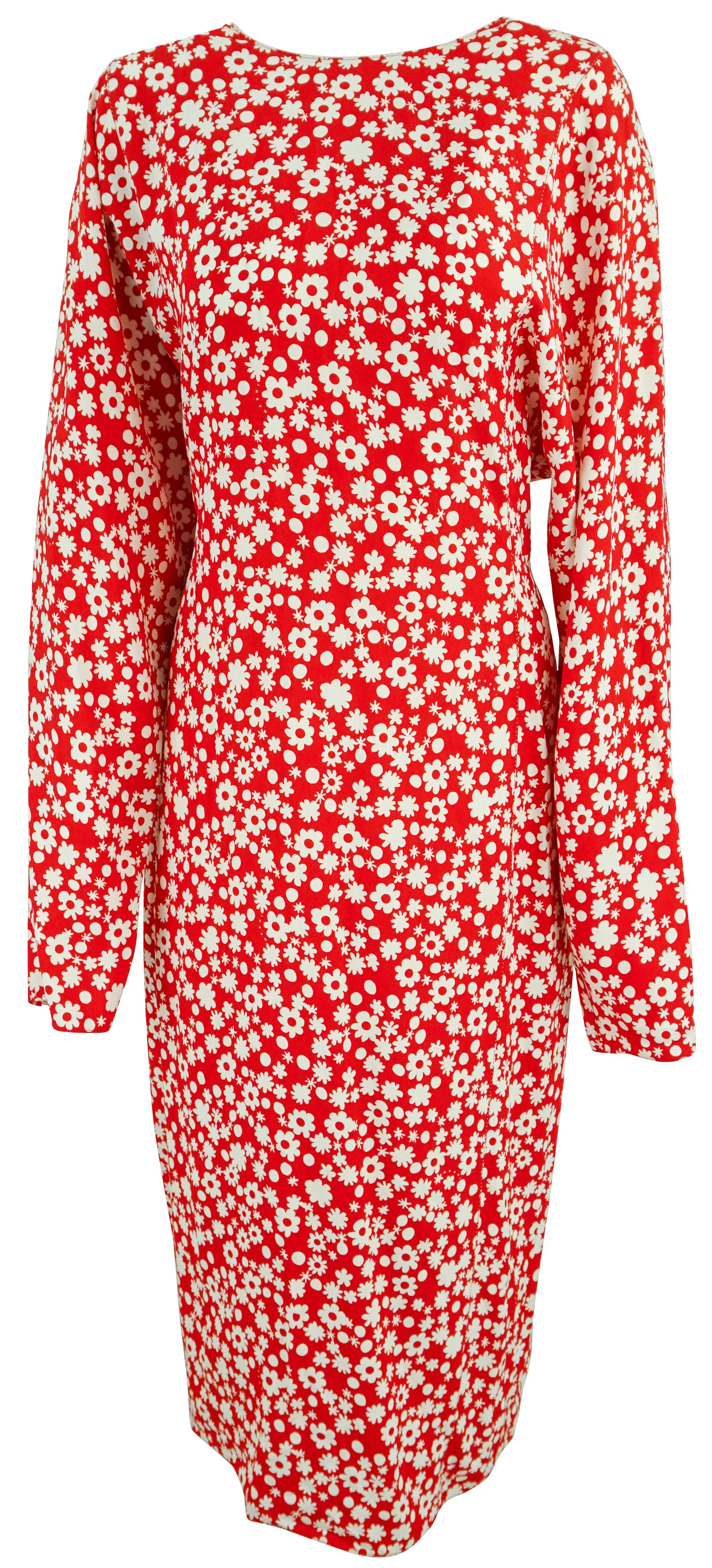 Marni Pop Fields Envers Satin Dress in Crimson