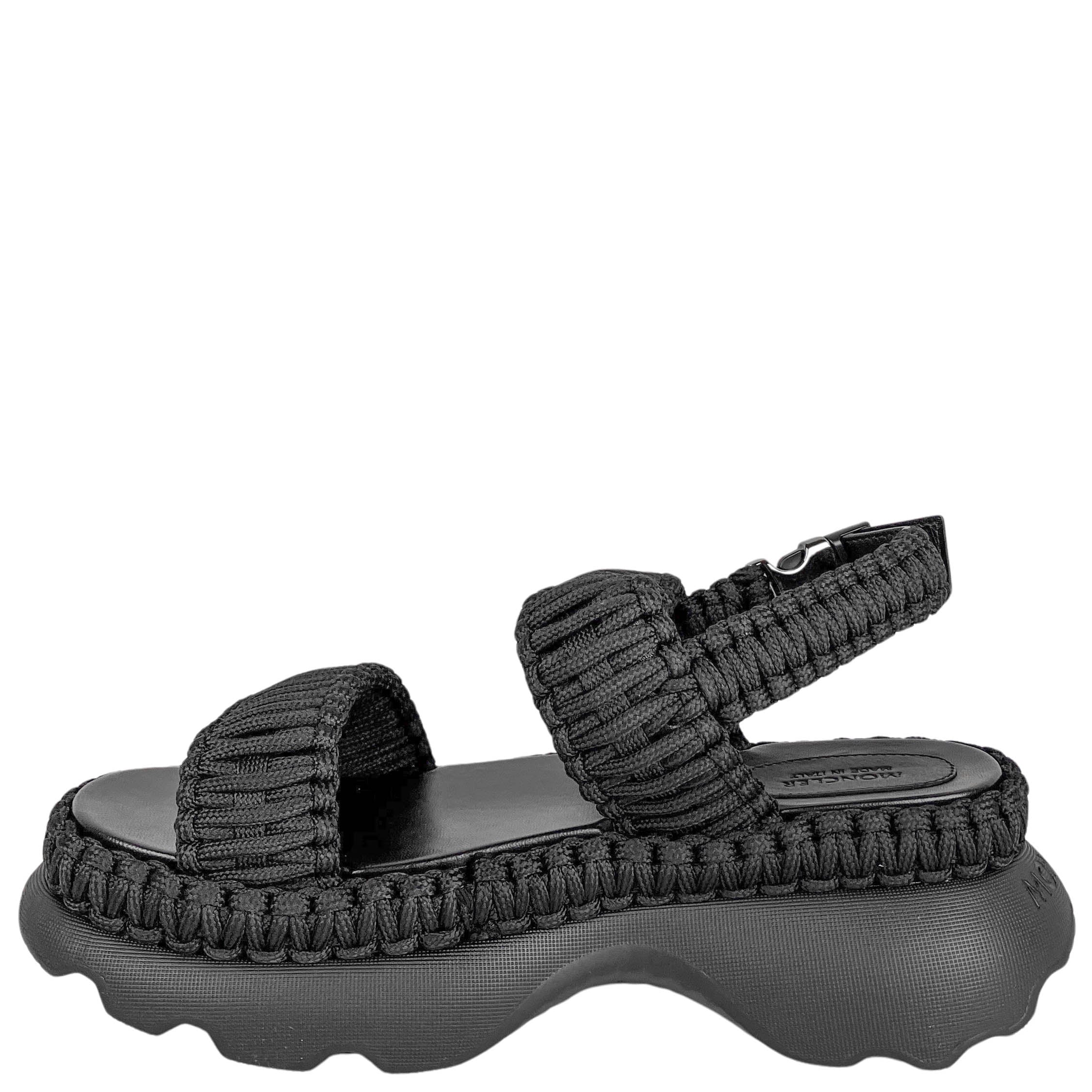 Moncler Belay Woven Sandlas in Black - Image 2