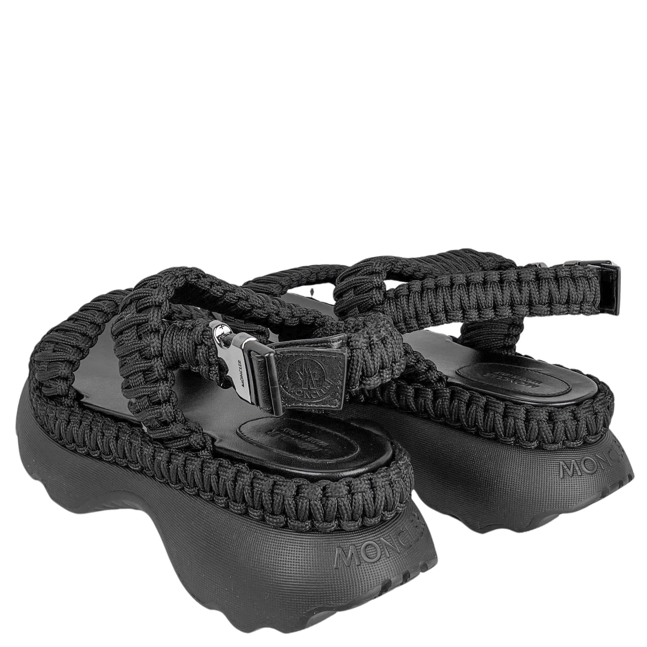 Moncler Belay Woven Sandlas in Black - Image 5