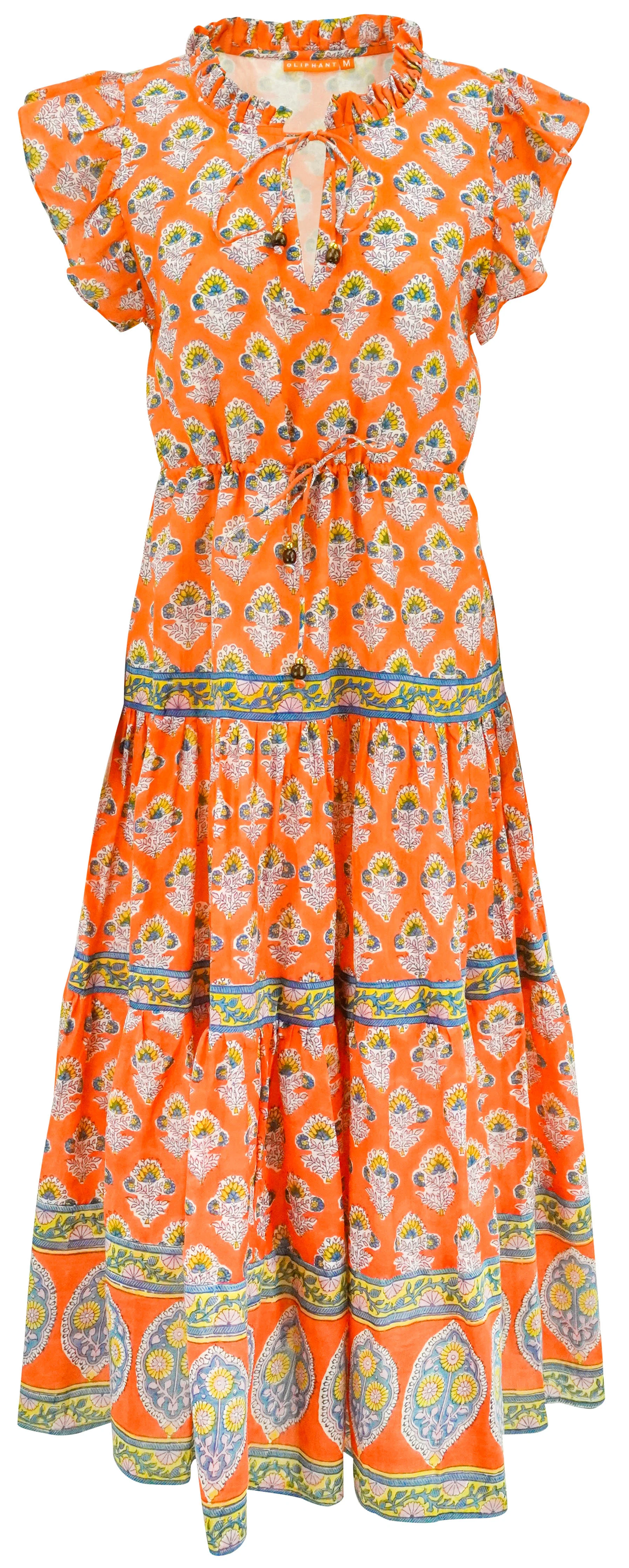 Oliphant Cinched Flirty Midi Dress in Patna Red