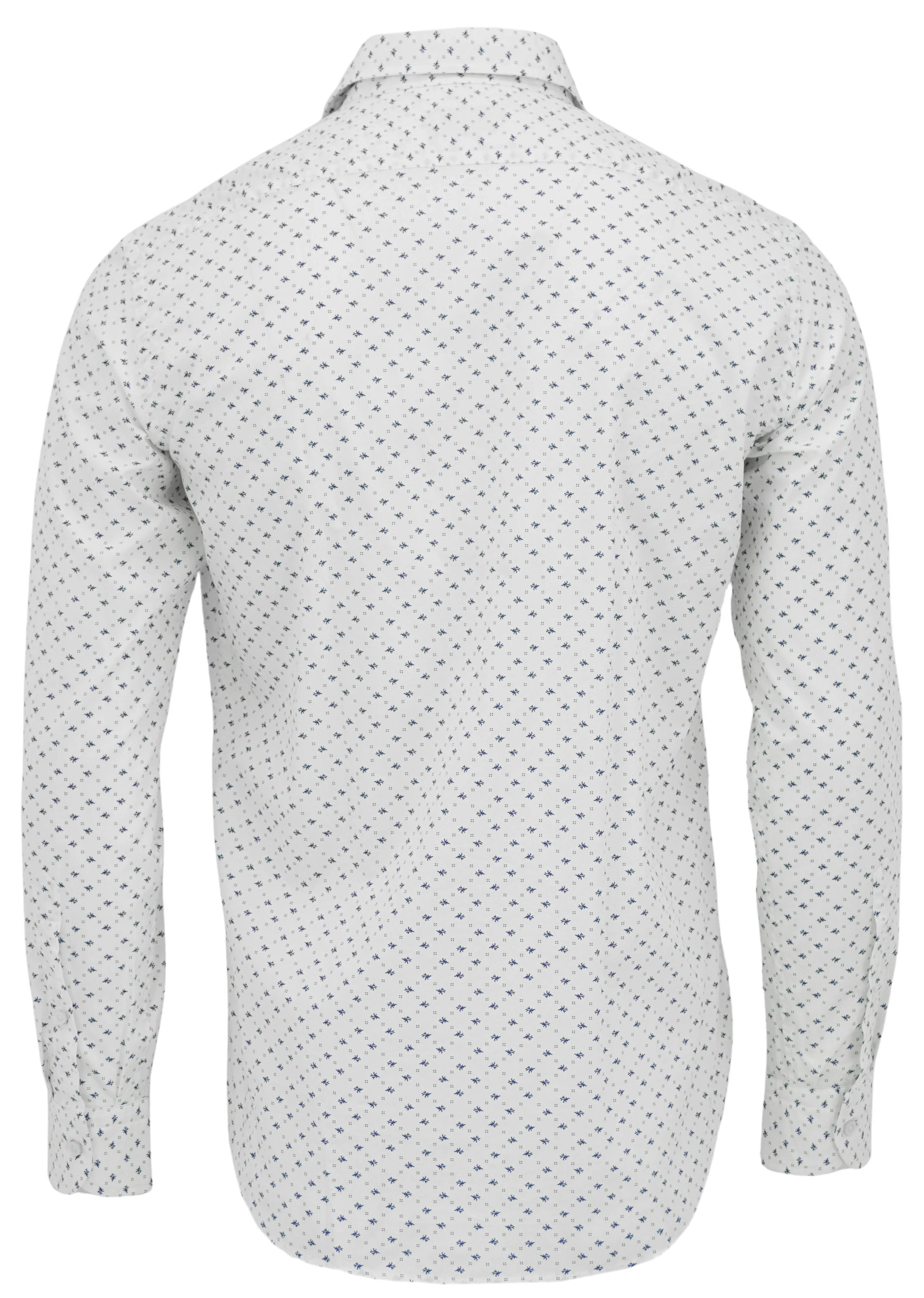 Ordean Printed Button Down Shirt in White and Blue - Image 2