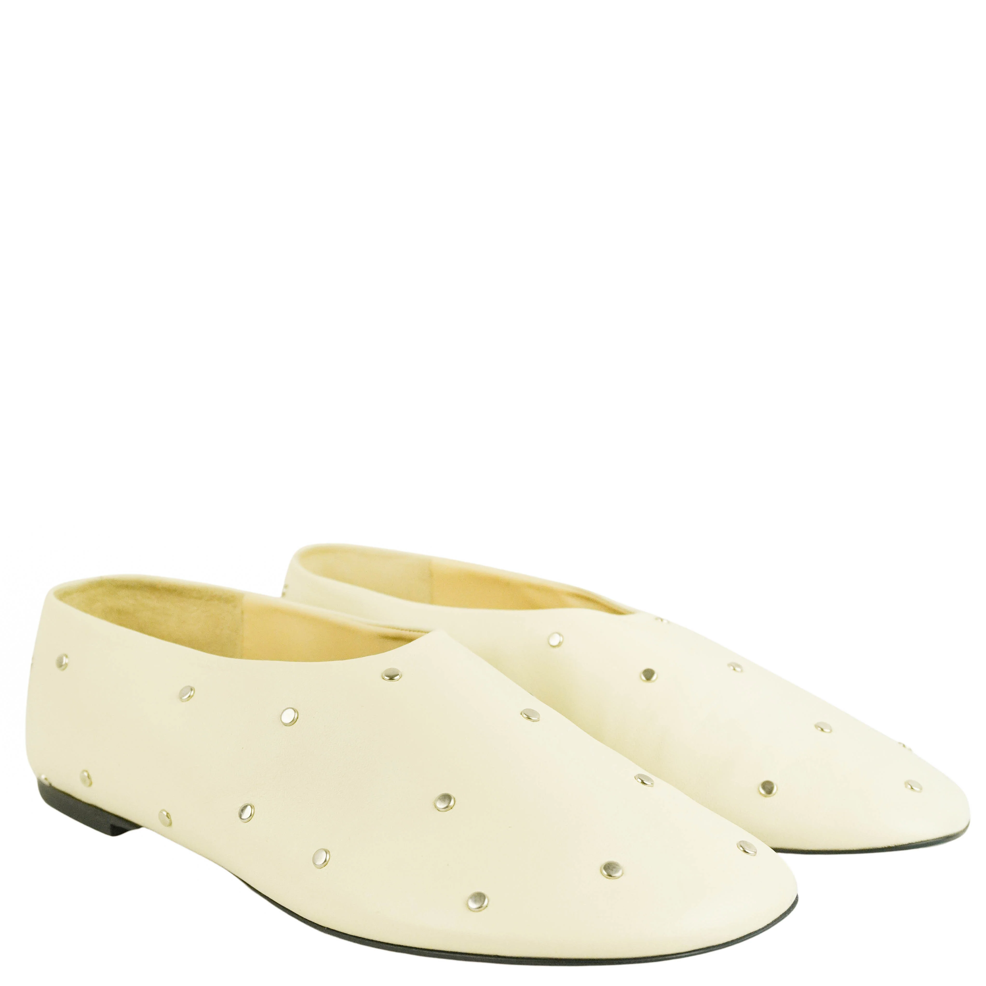 Proenza Schouler Studded Slippers in Eggshell/Silver - Image 3
