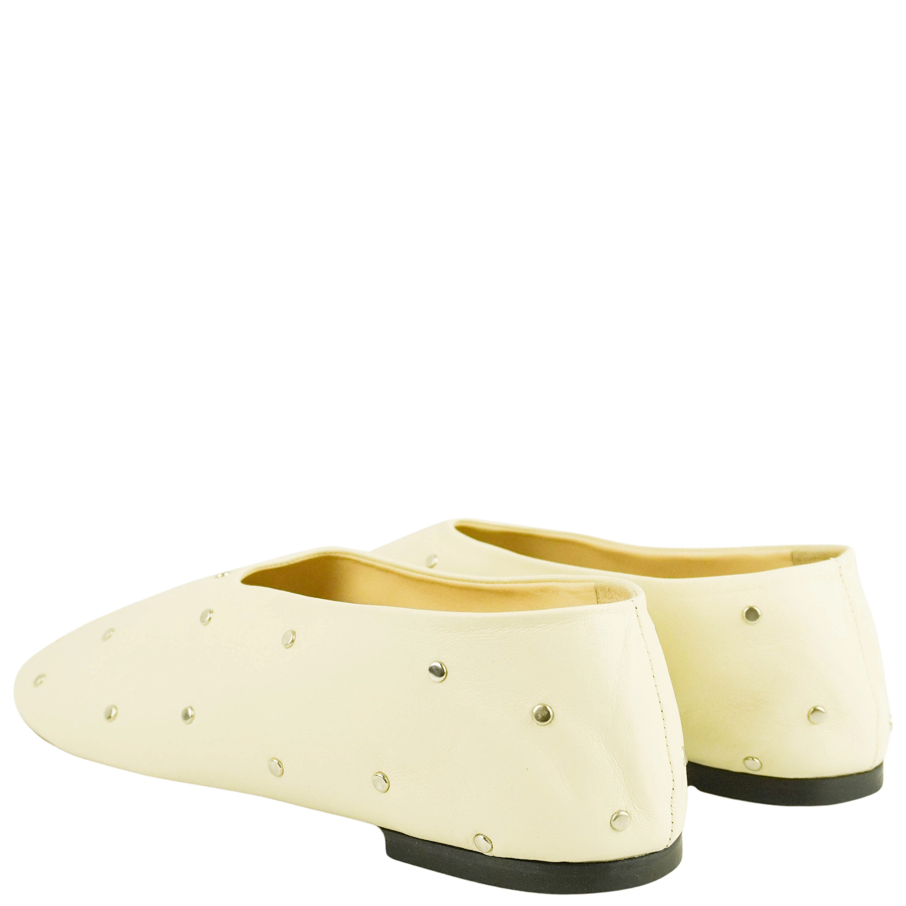 Proenza Schouler Studded Slippers in Eggshell/Silver - Image 4