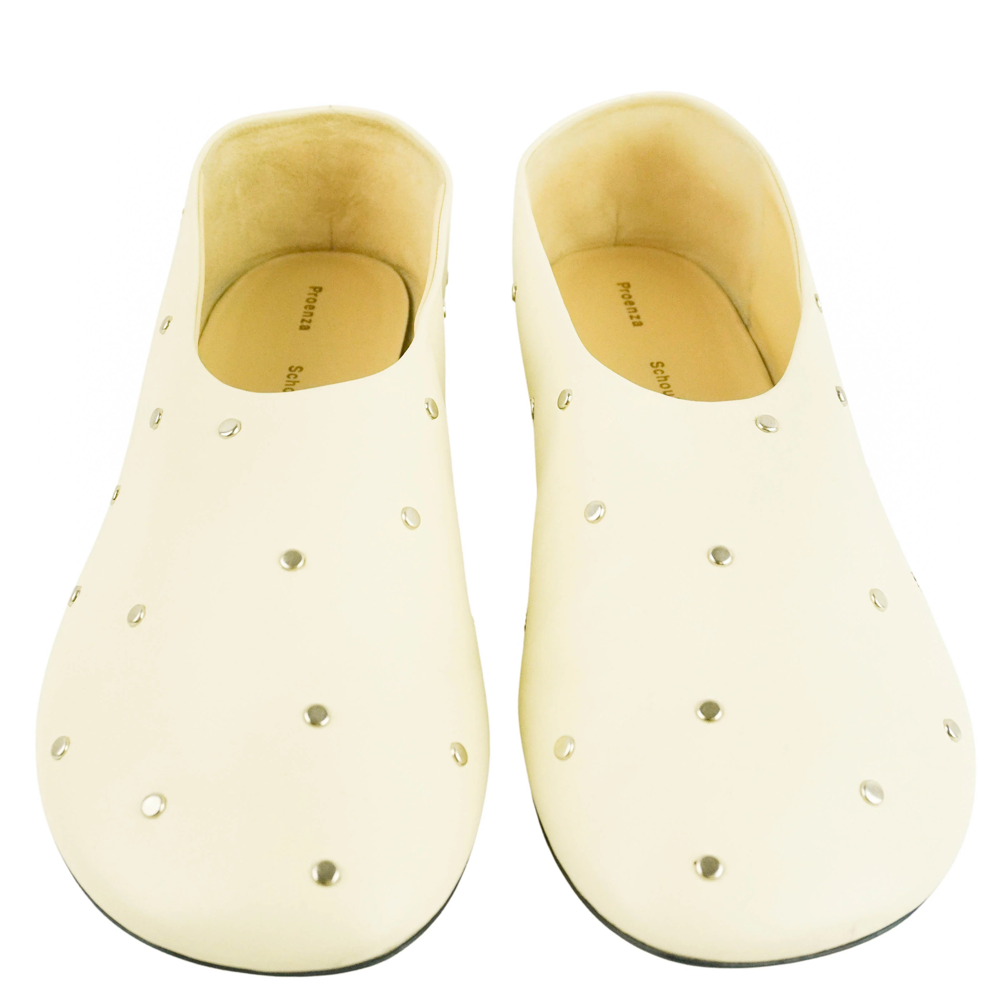 Proenza Schouler Studded Slippers in Eggshell/Silver - Image 5