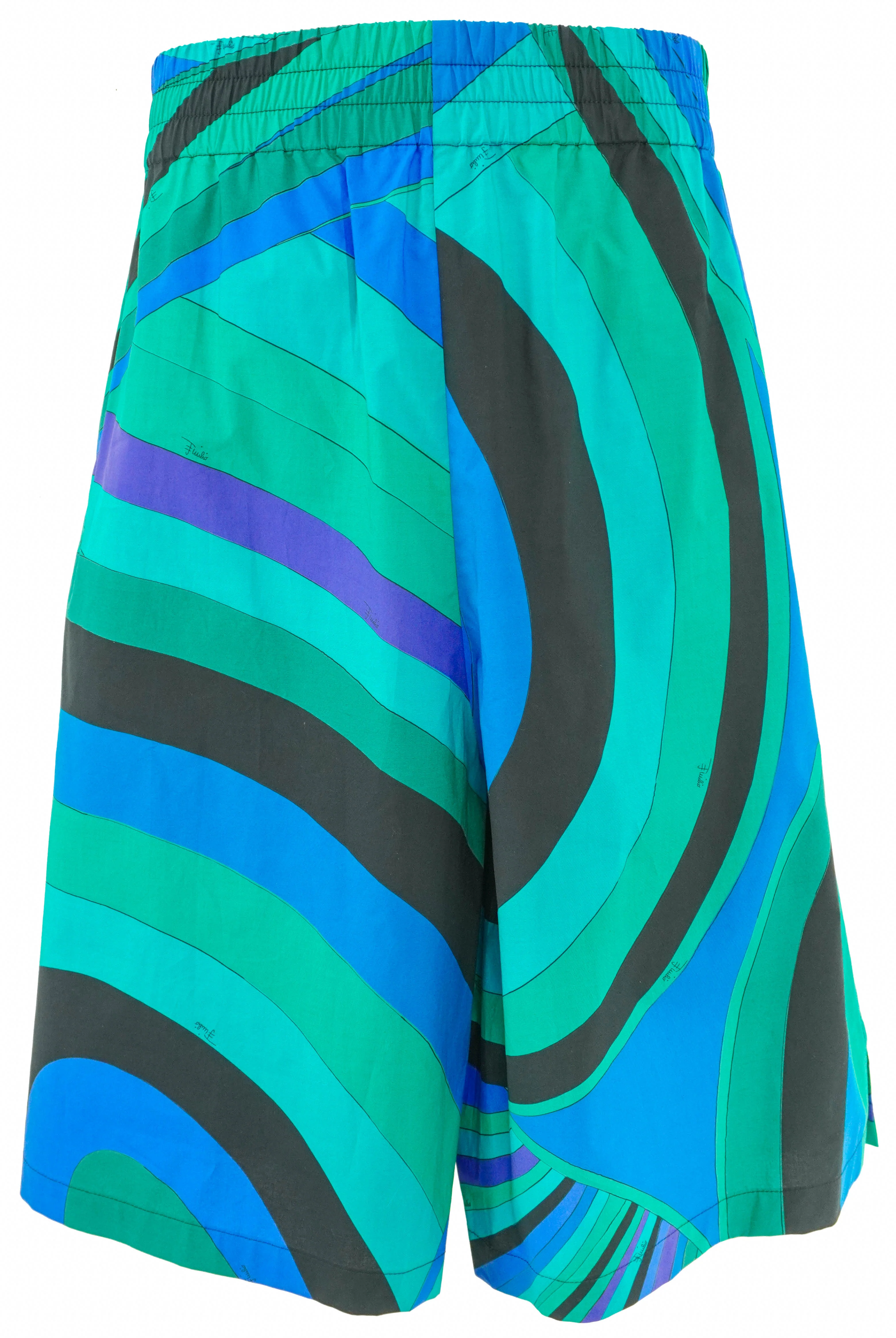 Pucci Iride Print Shorts in Green and Blue