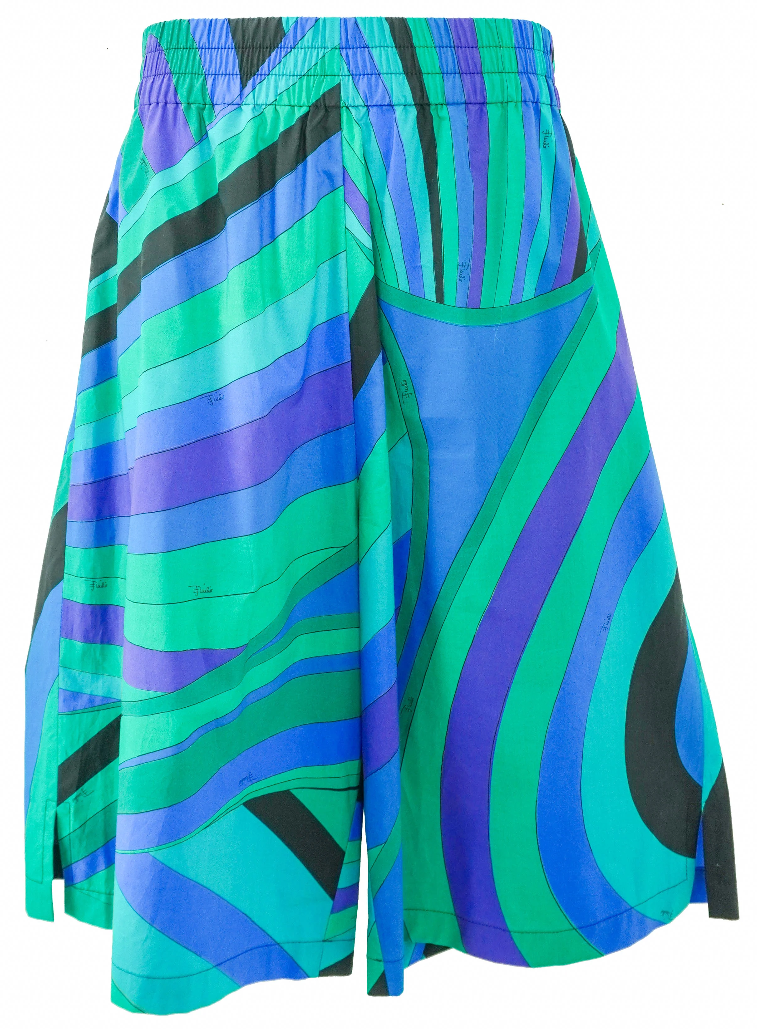 Pucci Iride Print Shorts in Green and Blue - Image 2