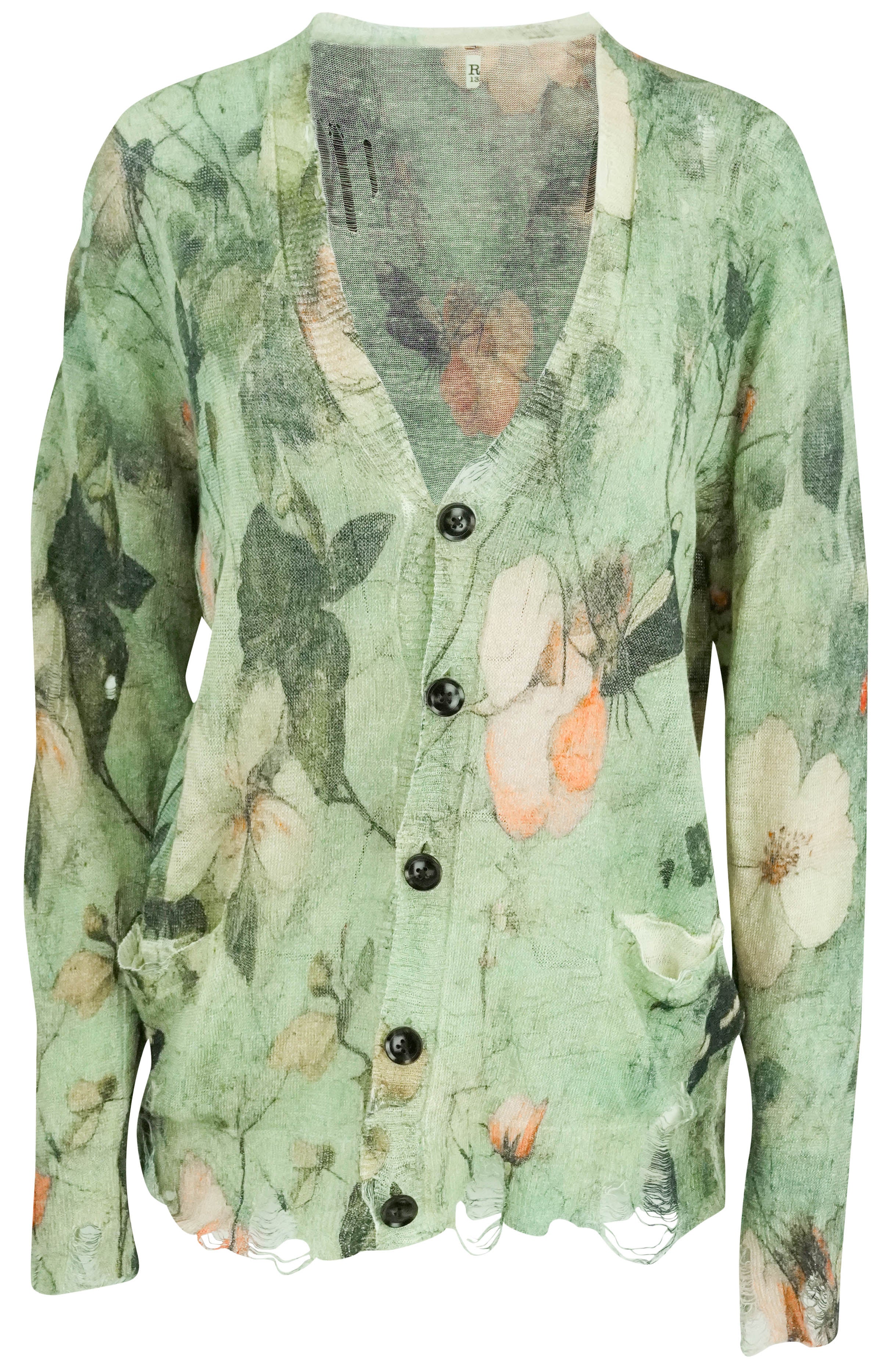 R13 Boyfriend Cardigan in Green Floral