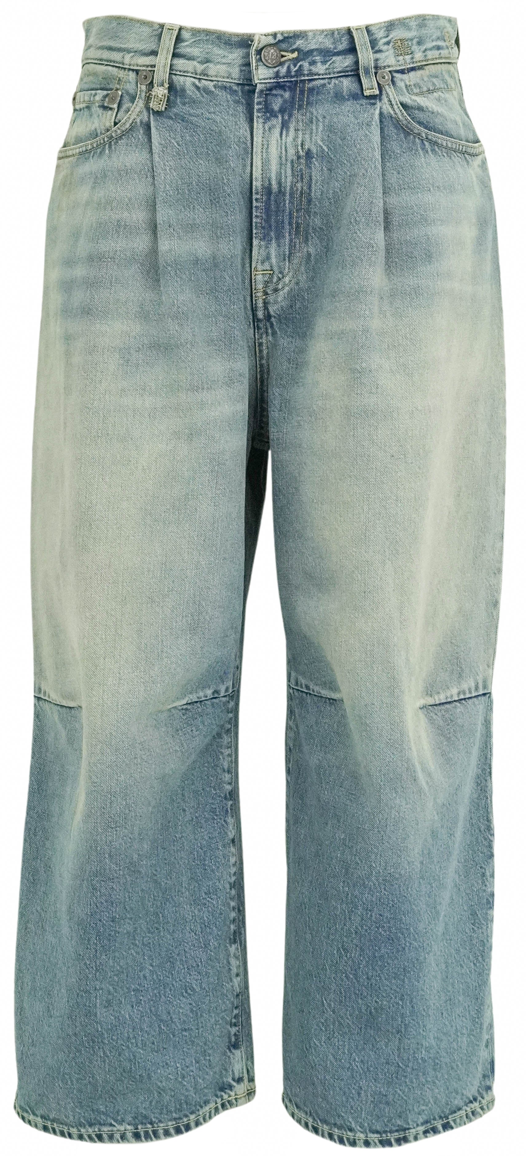 R13 Cropped Wide Leg Denim in Veiled Blue