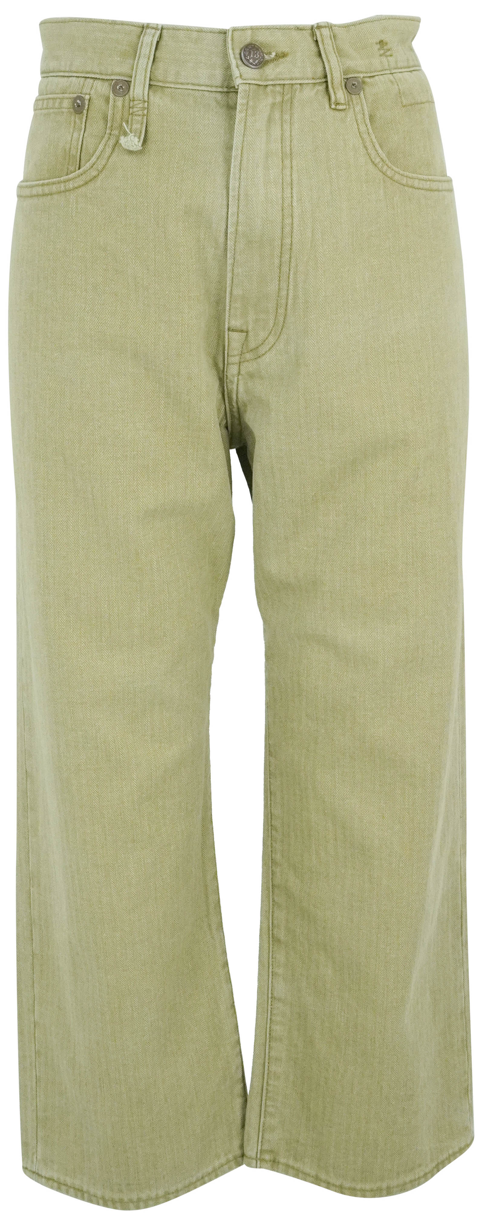 R13 Ex Boyfriend Jeans in Khaki Herringbone Twill