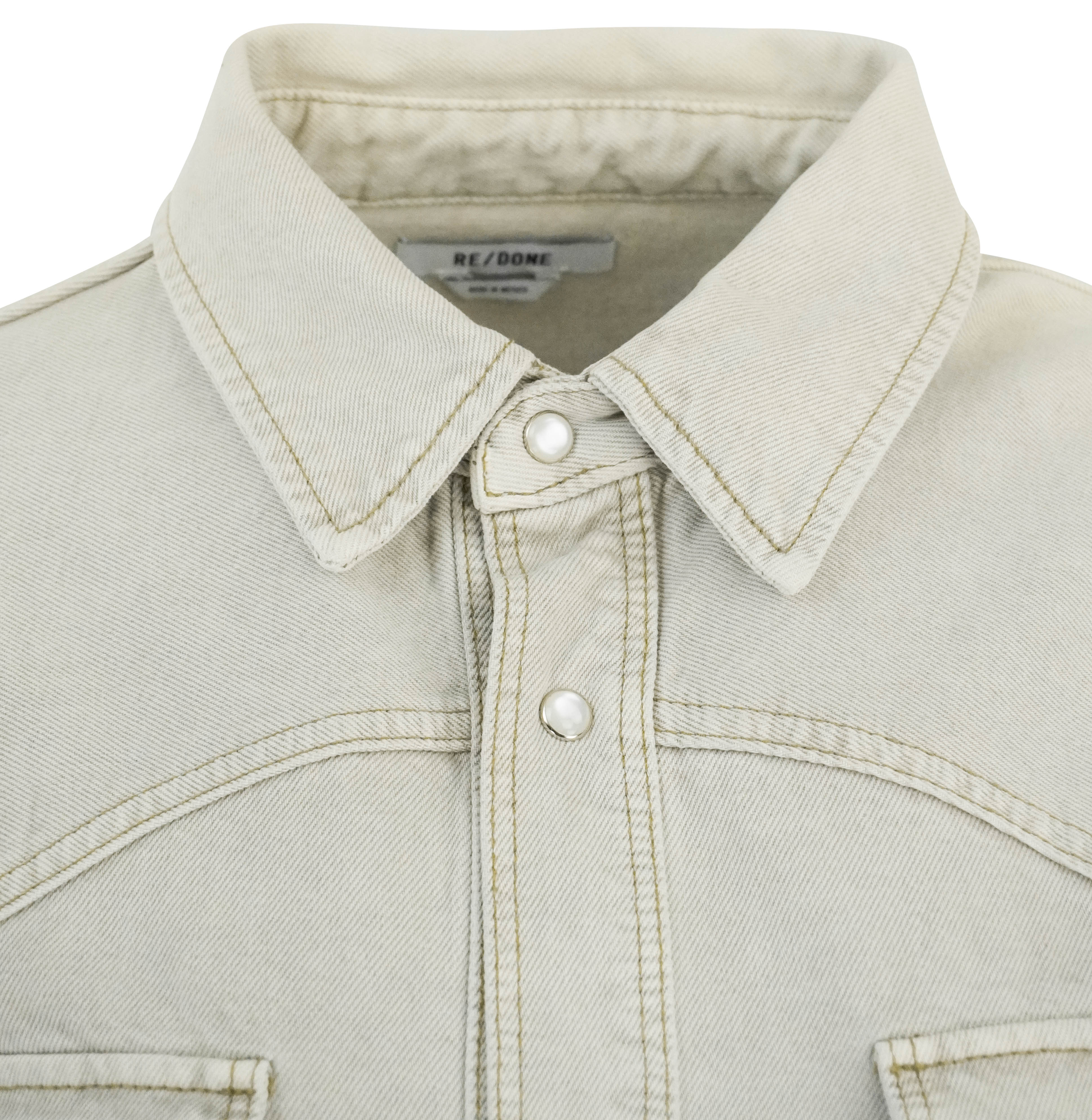 Re/Done Oversized Shirt Jacket in Greyish - Image 3