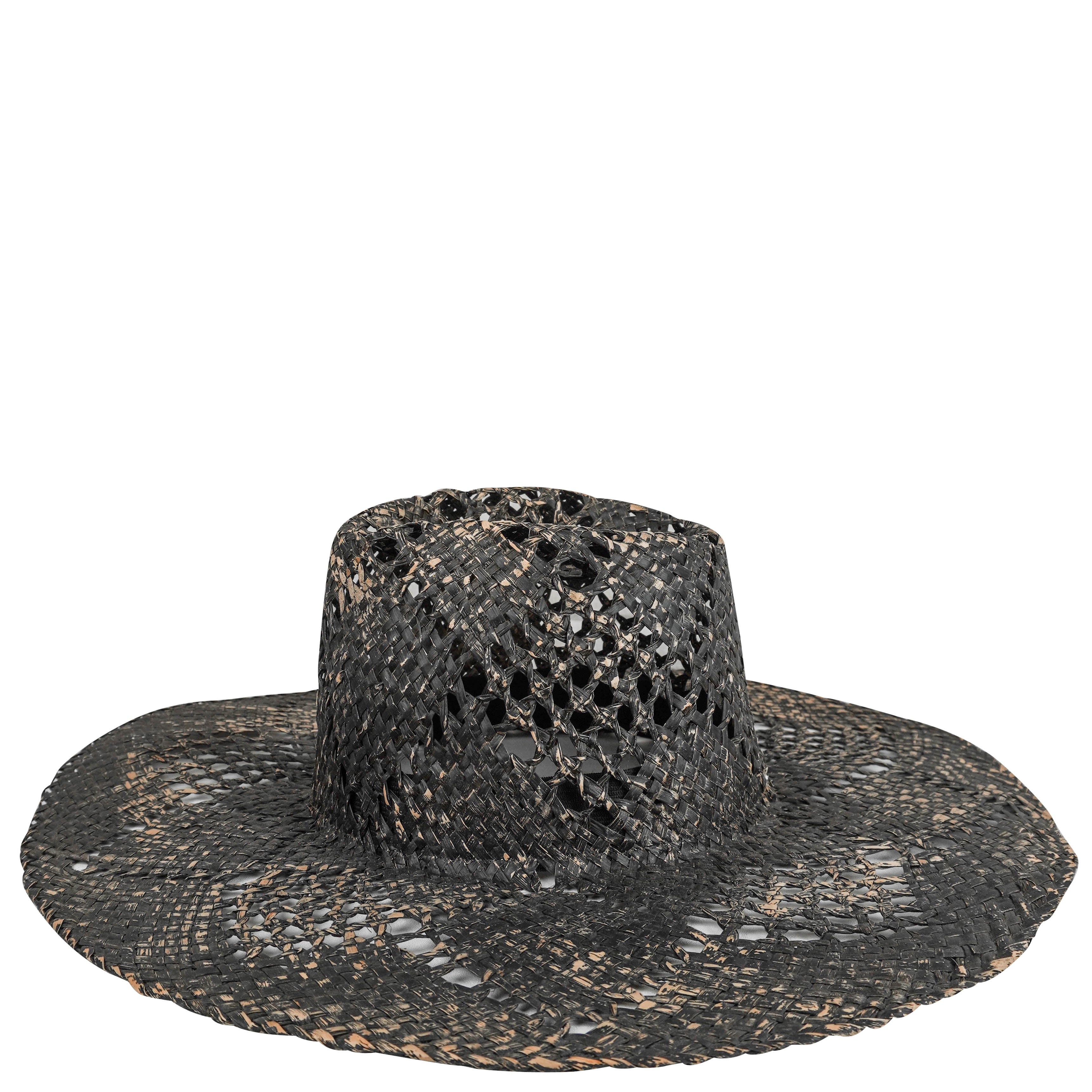 Reinhard Plank Woven Straw Hat in Distressed Black