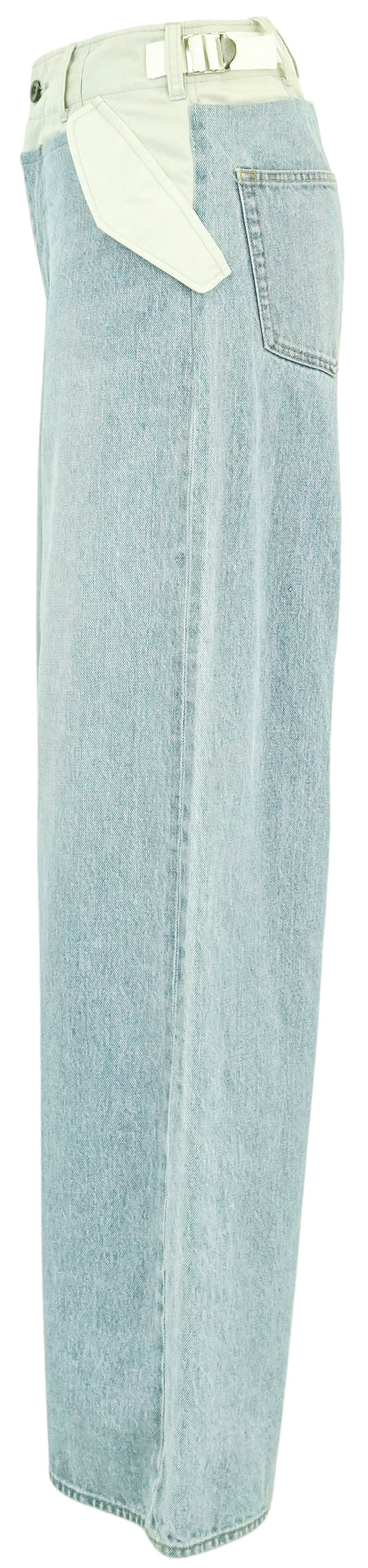 Sacai Nylon Insert Jeans in Light Blue - Image 2