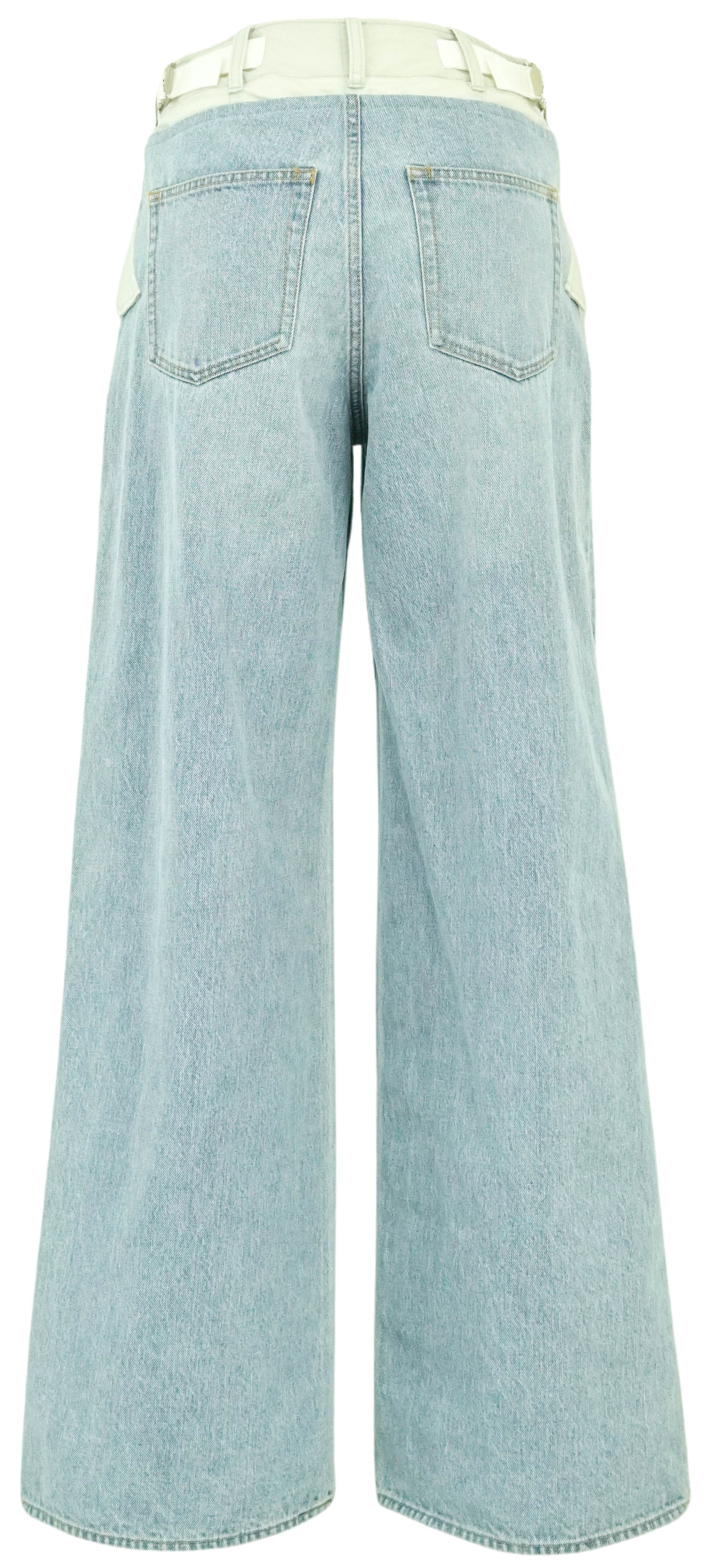 Sacai Nylon Insert Jeans in Light Blue - Image 3