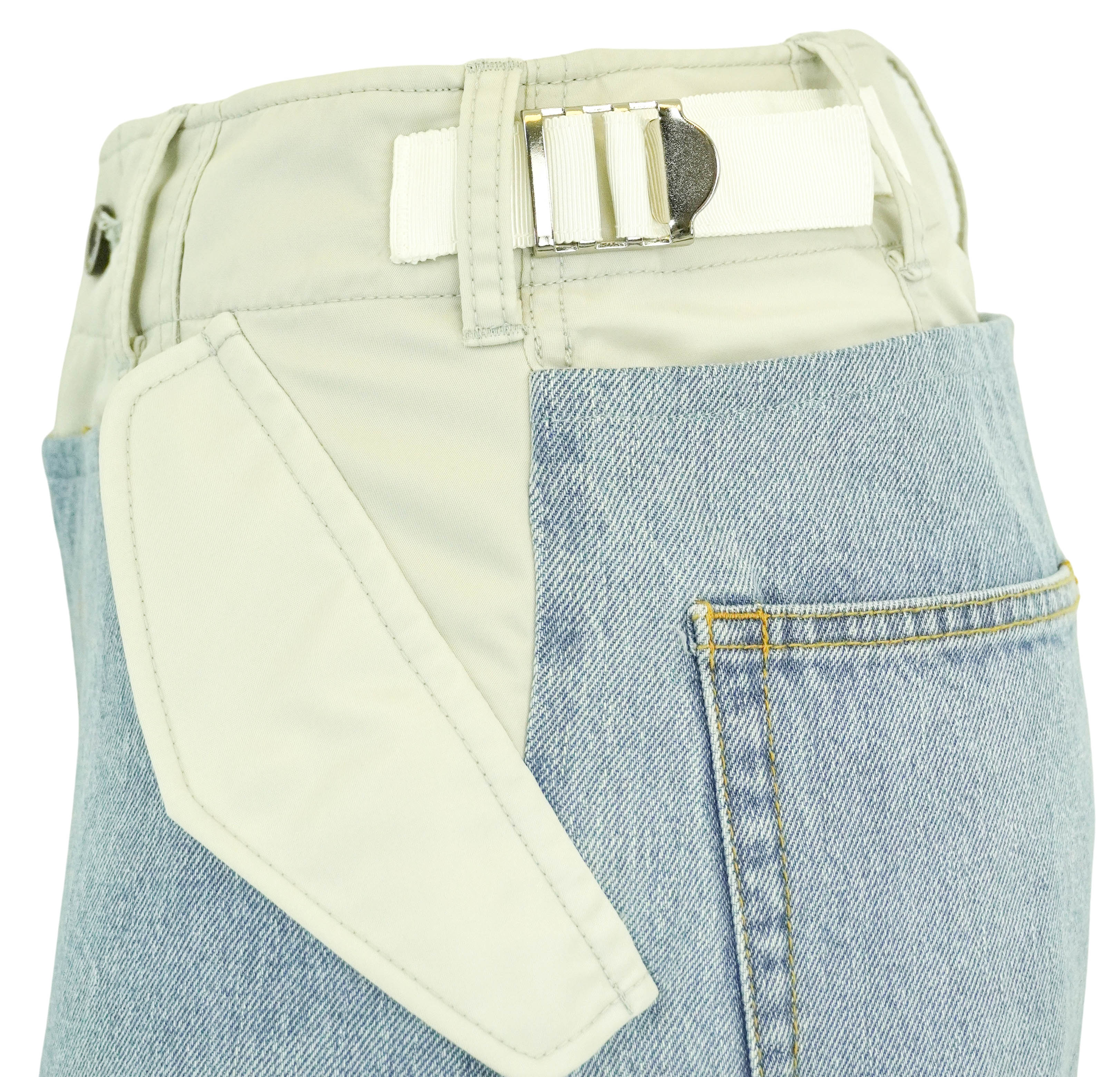 Sacai Nylon Insert Jeans in Light Blue - Image 4