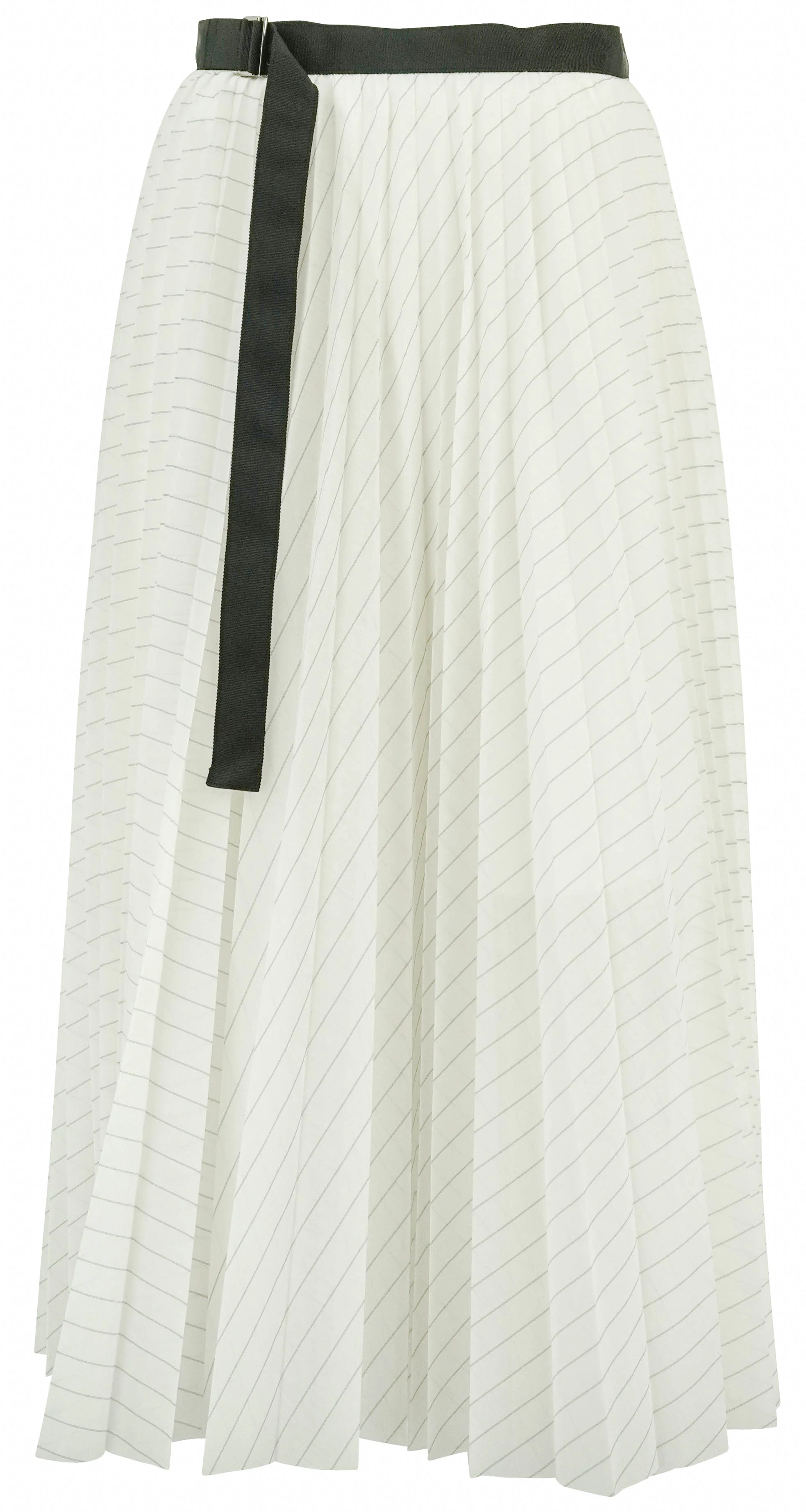 Sacai Pinstripe Pleated Skirt in White and Black