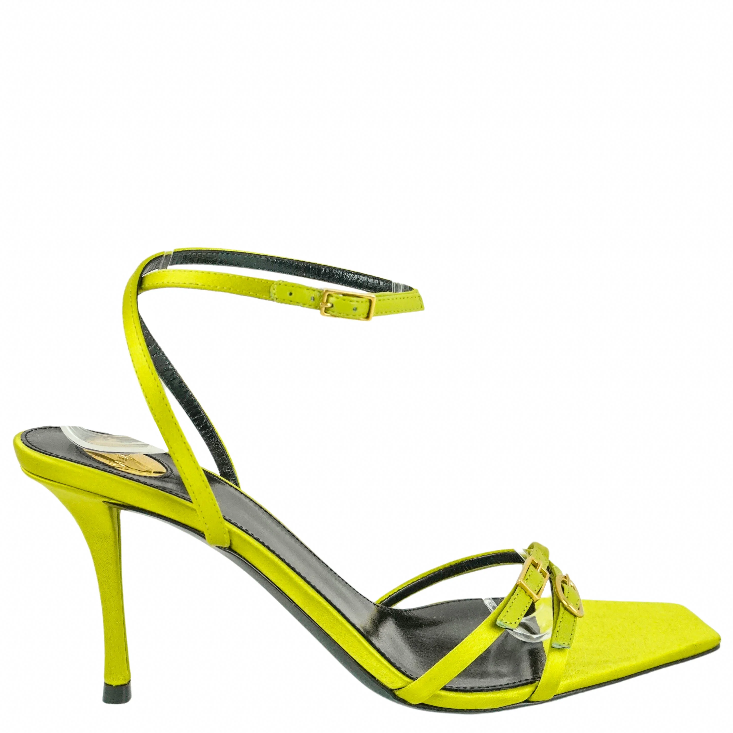 Saint Laurent Lydia Sandal Heels in Citron Green