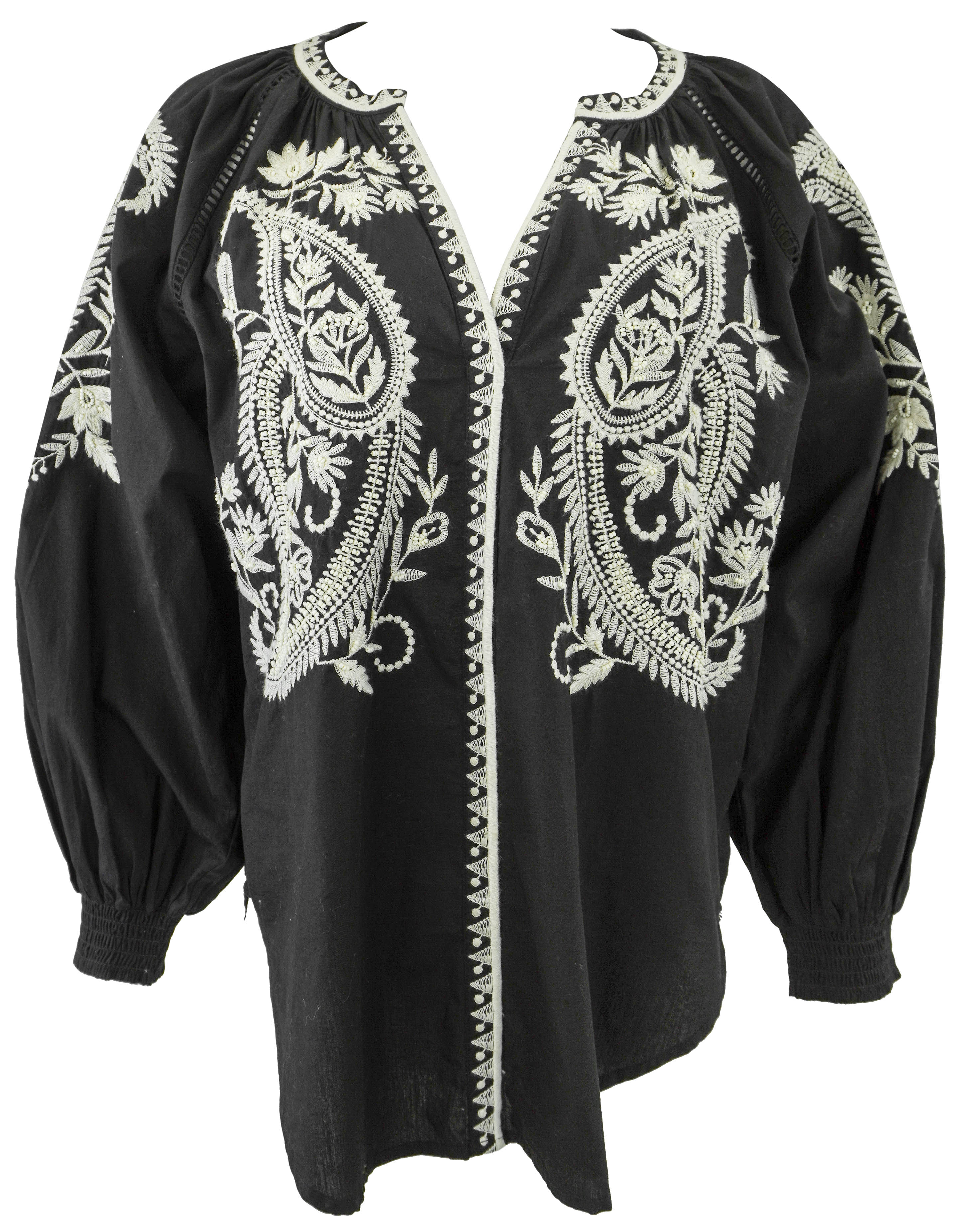 Scarlett Poppies Embroidered Blouse in Black and Cream