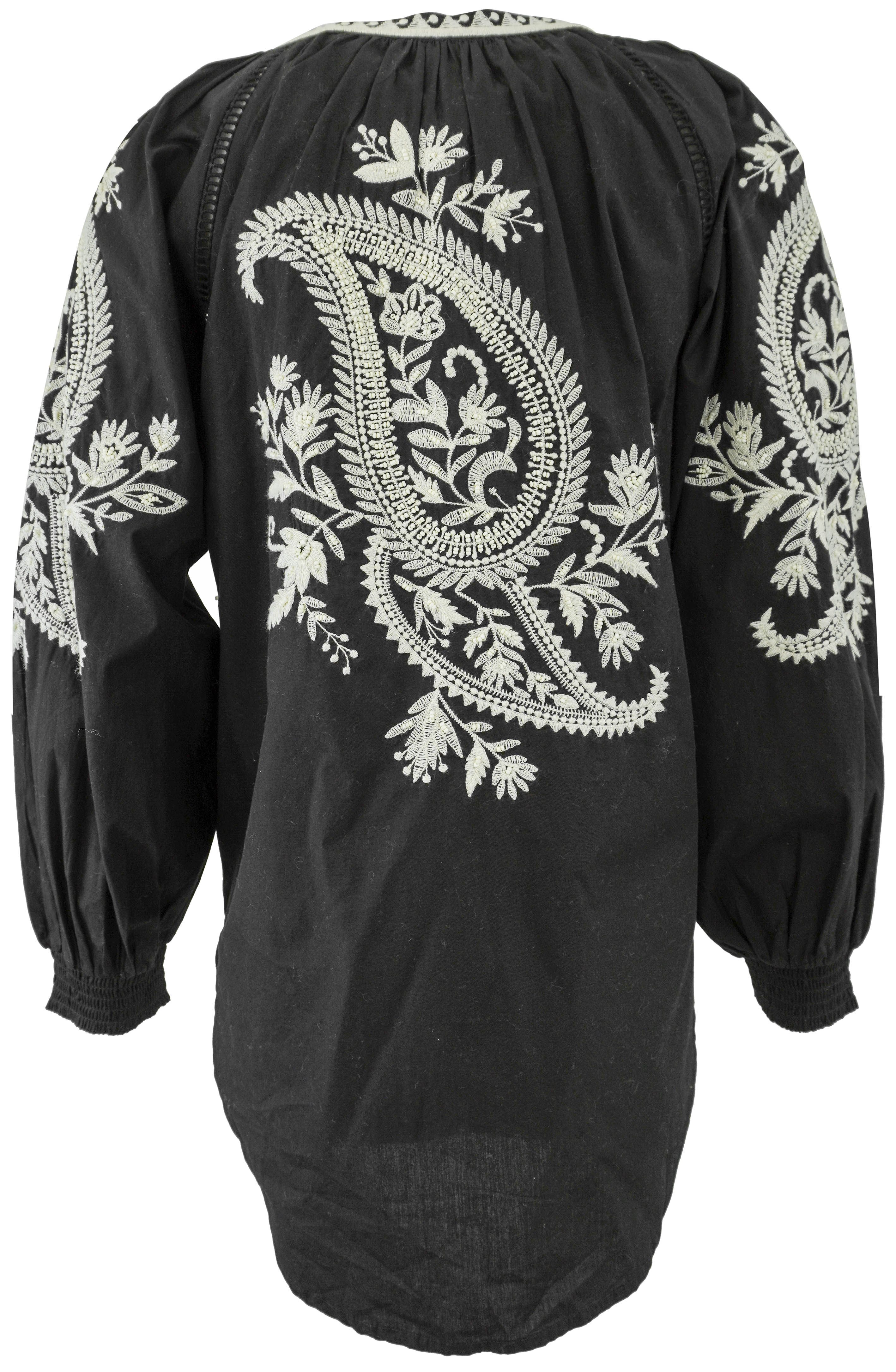 Scarlett Poppies Embroidered Blouse in Black and Cream - Image 2