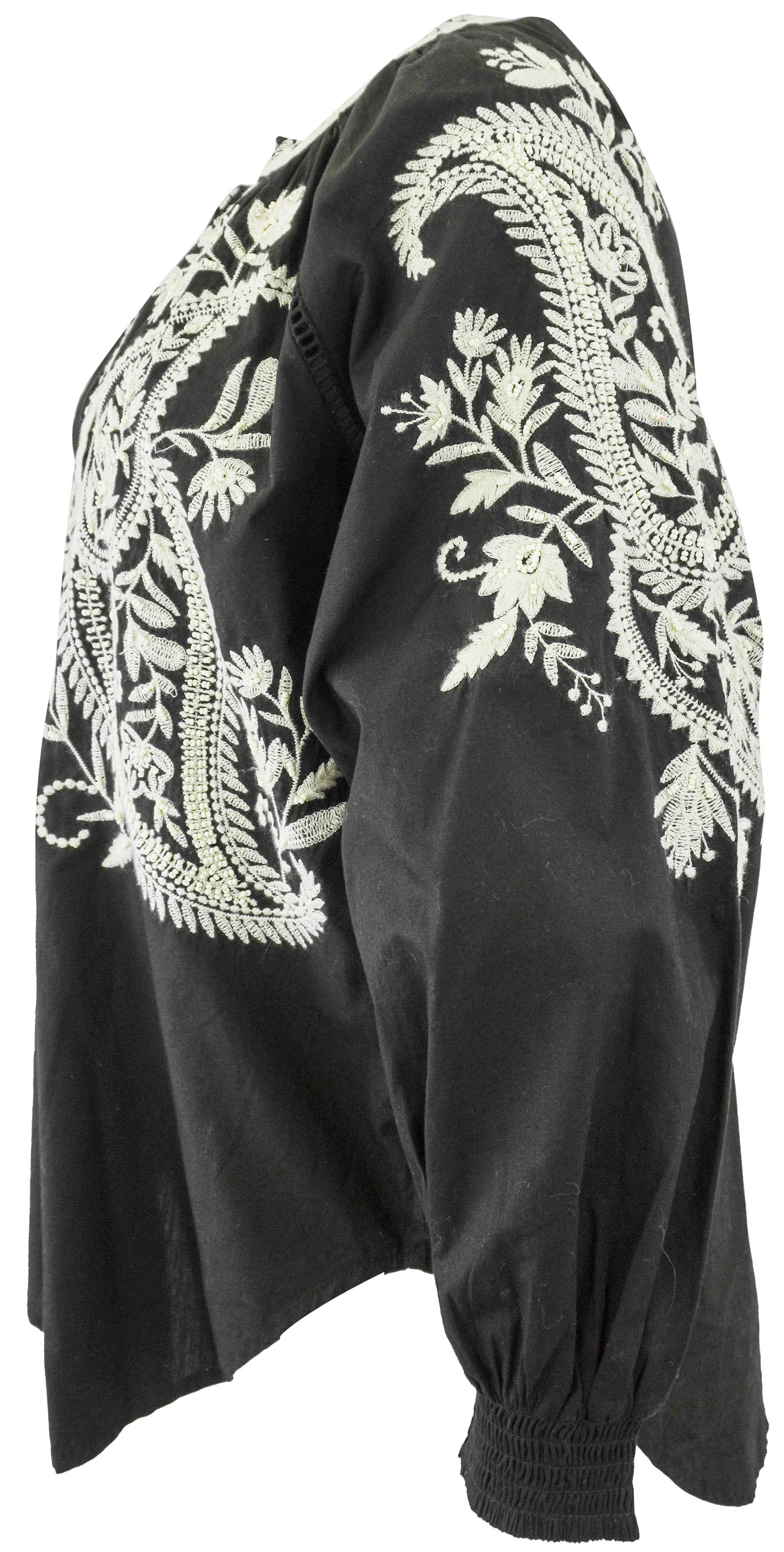 Scarlett Poppies Embroidered Blouse in Black and Cream - Image 5
