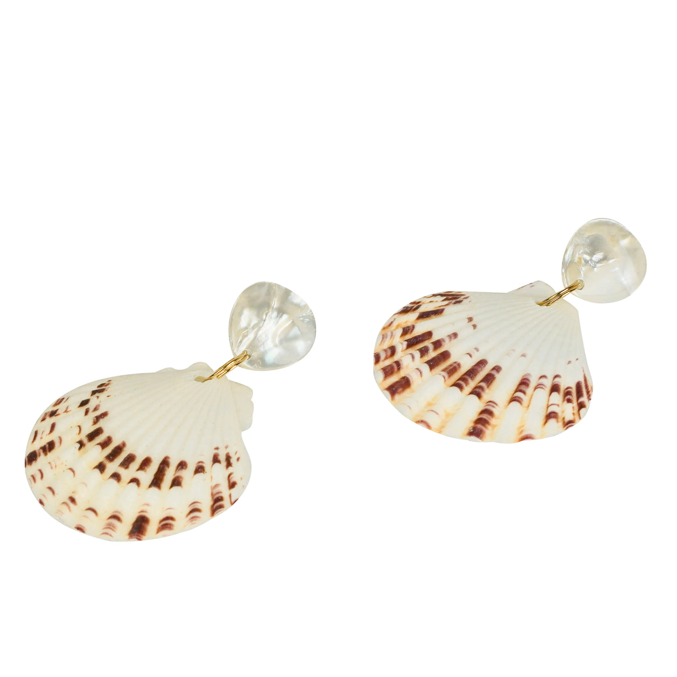Shashi Shell Earrings in White/Rust - Image 2