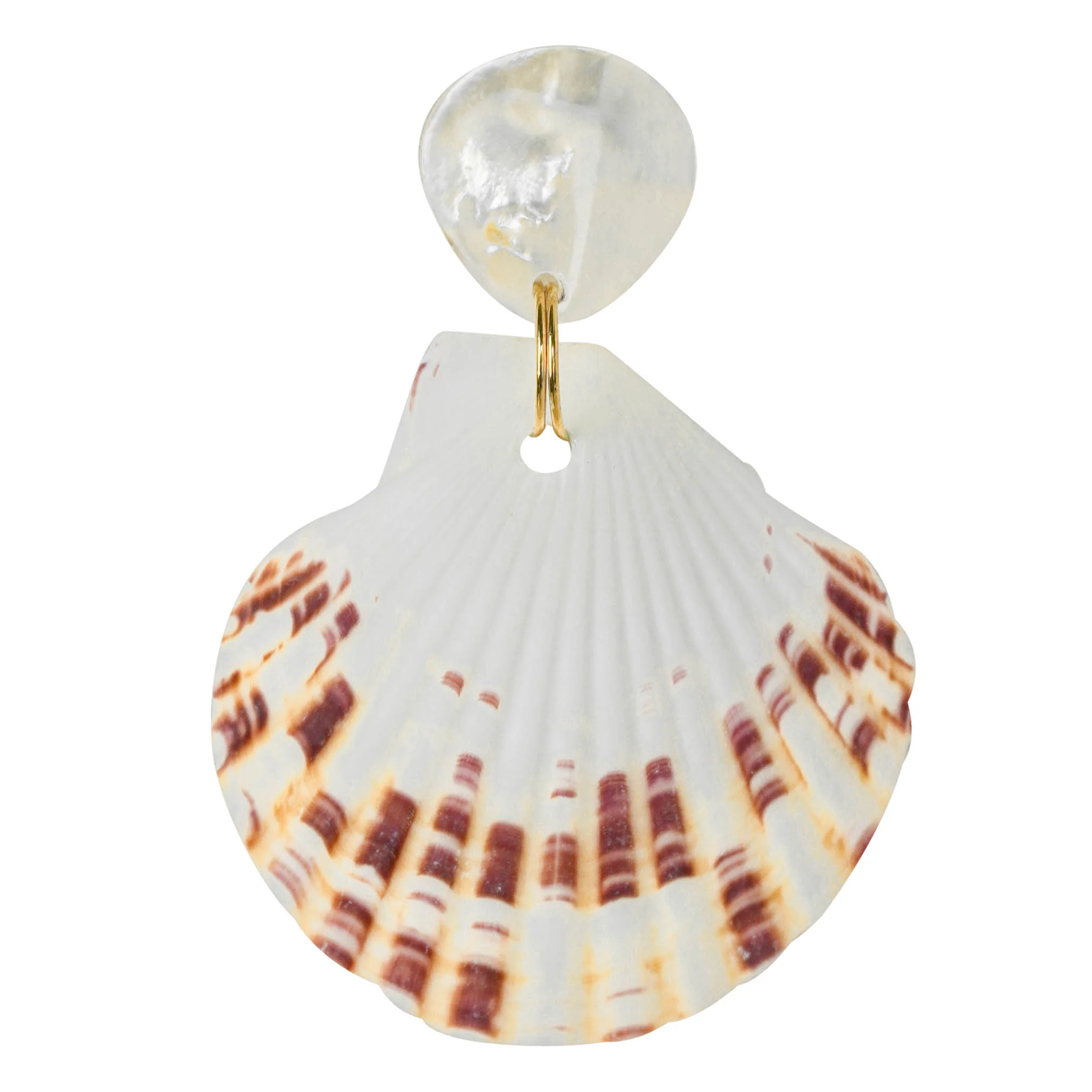 Shashi Shell Earrings in White/Rust - Image 4