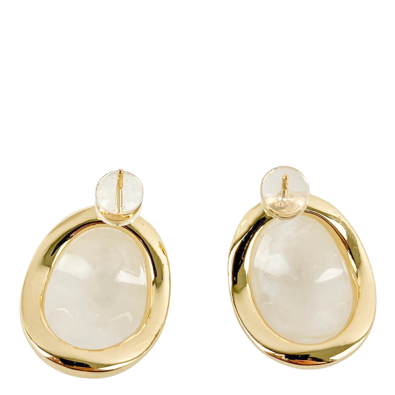 Shashi Aisling Stud Earrings in White and Gold - Image 2