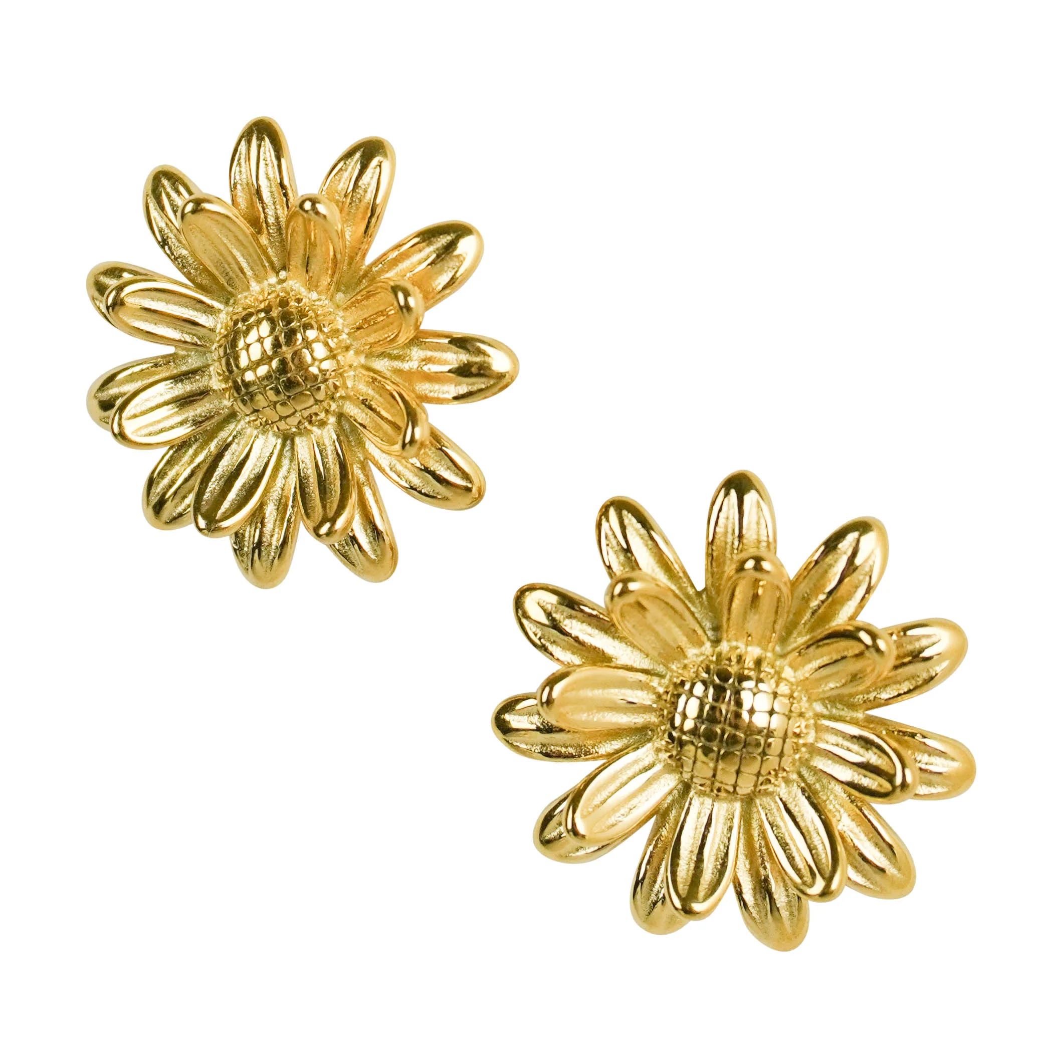 Shashi Flower Stud Earrings in Gold - Image 3
