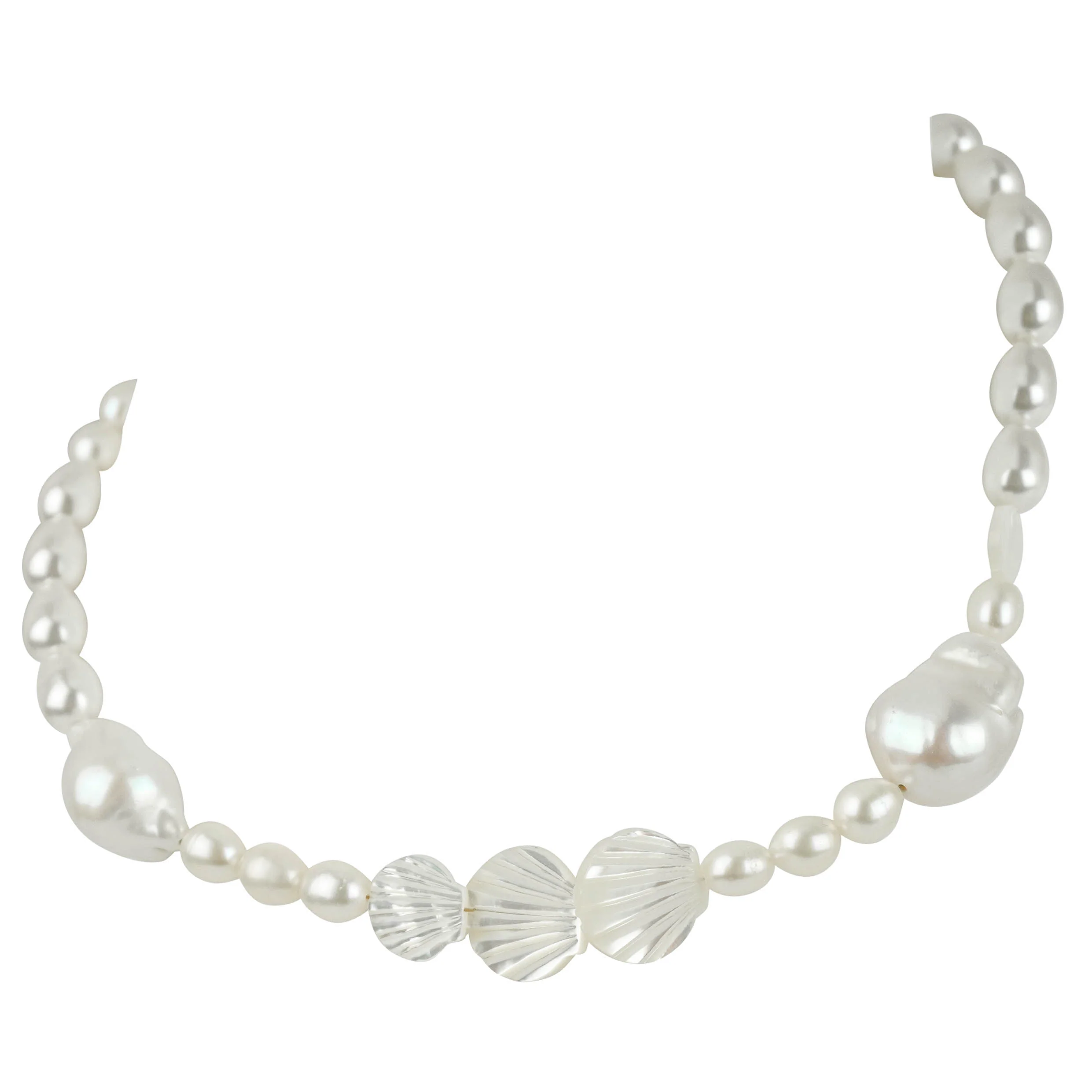 Shashi Pearl and Shell Necklace in White - Image 3
