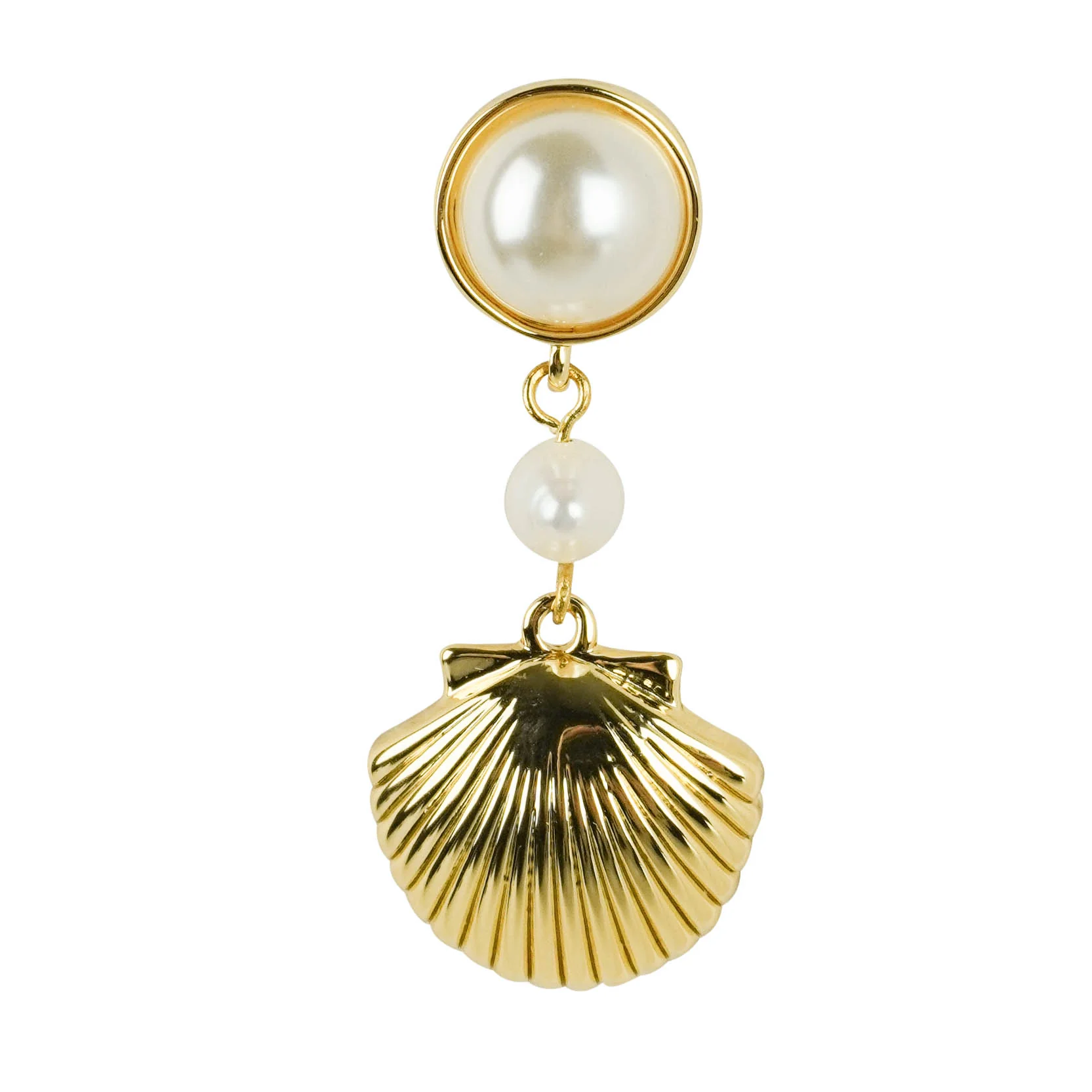 Shashi Pearl and Shell Earrings in Gold - Image 3