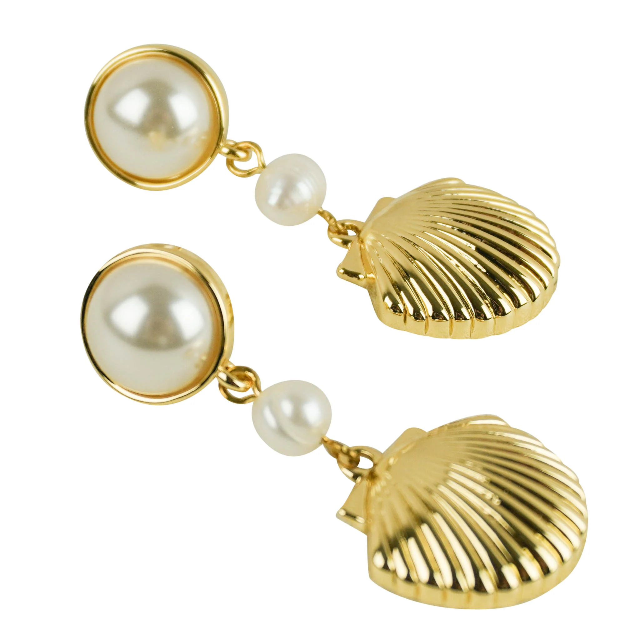 Shashi Pearl and Shell Earrings in Gold - Image 4