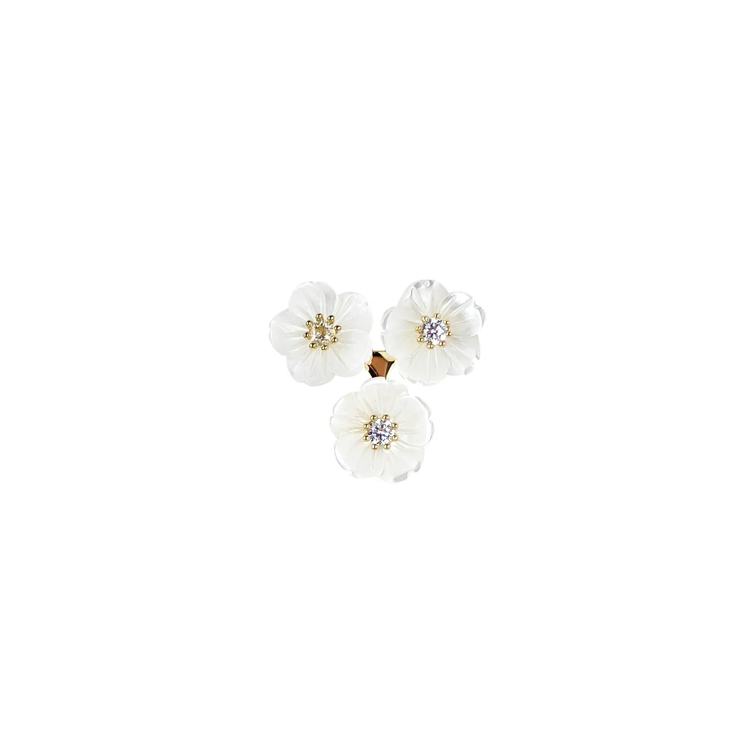 Shashi Triple Floral Earrings in White/Gold - Image 3