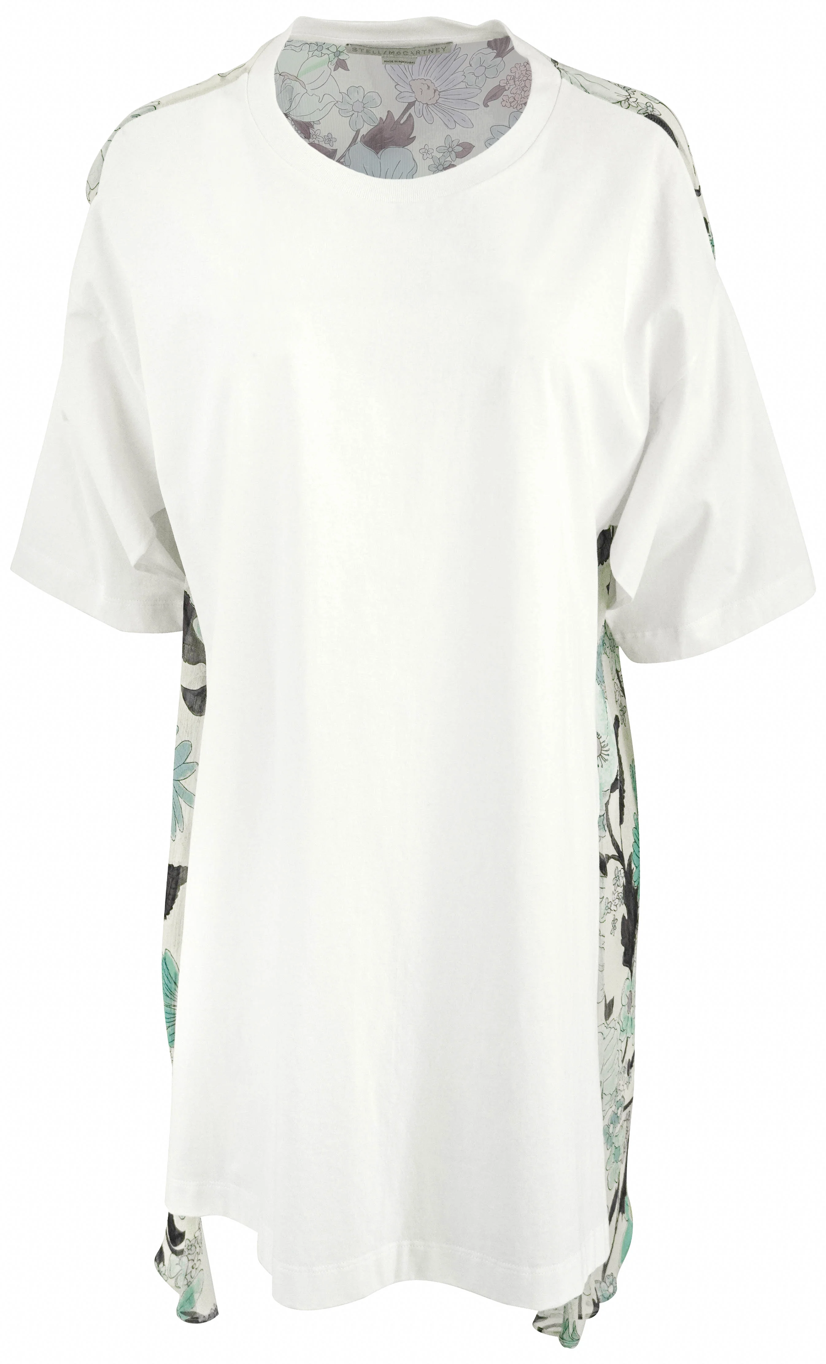 Stella McCartney Floral Print Panel T-Shirt in White Multi