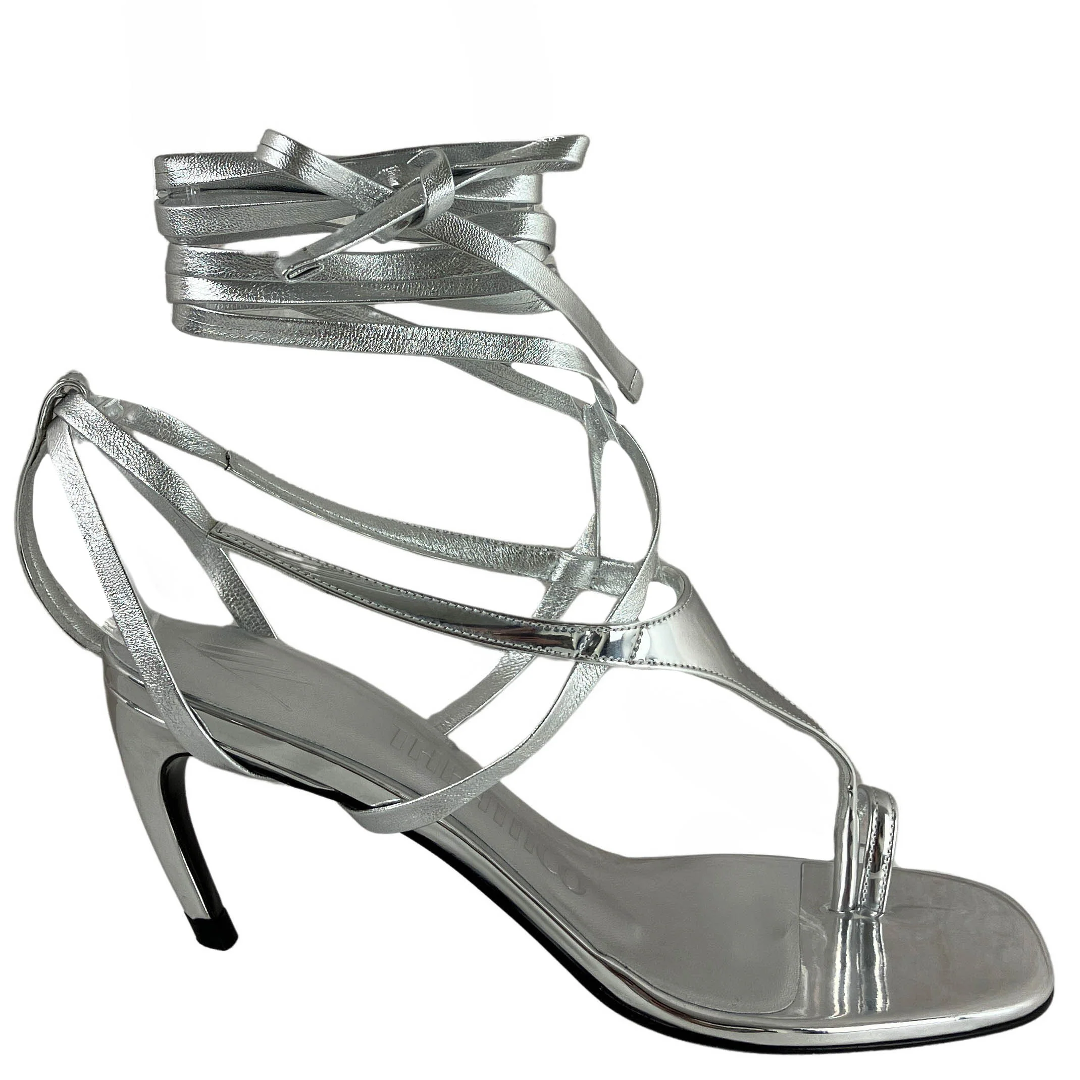 The Attico Nova Thong Sandals in Silver