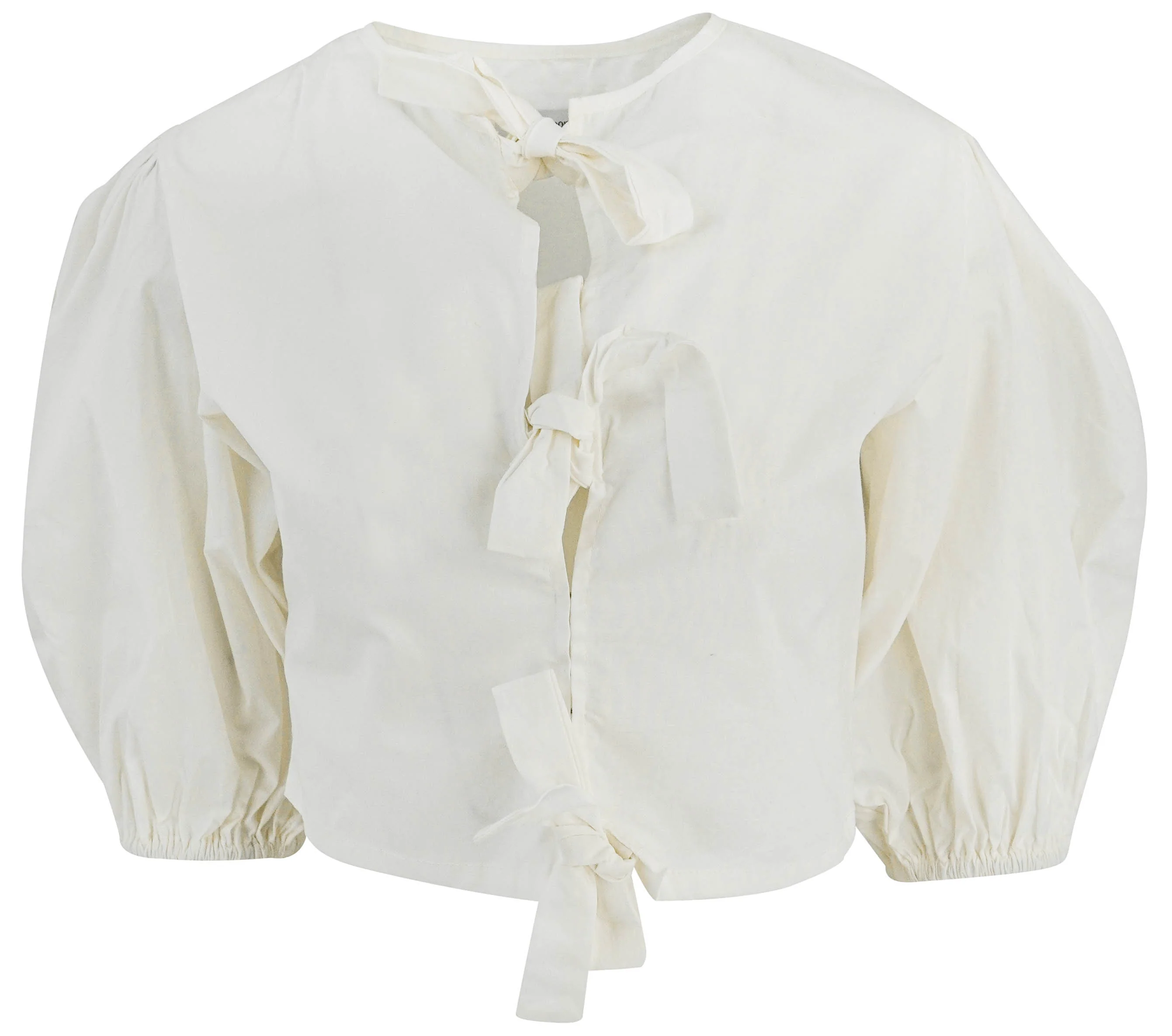 The Lulo Project Tie Front Cropped Blouse in White