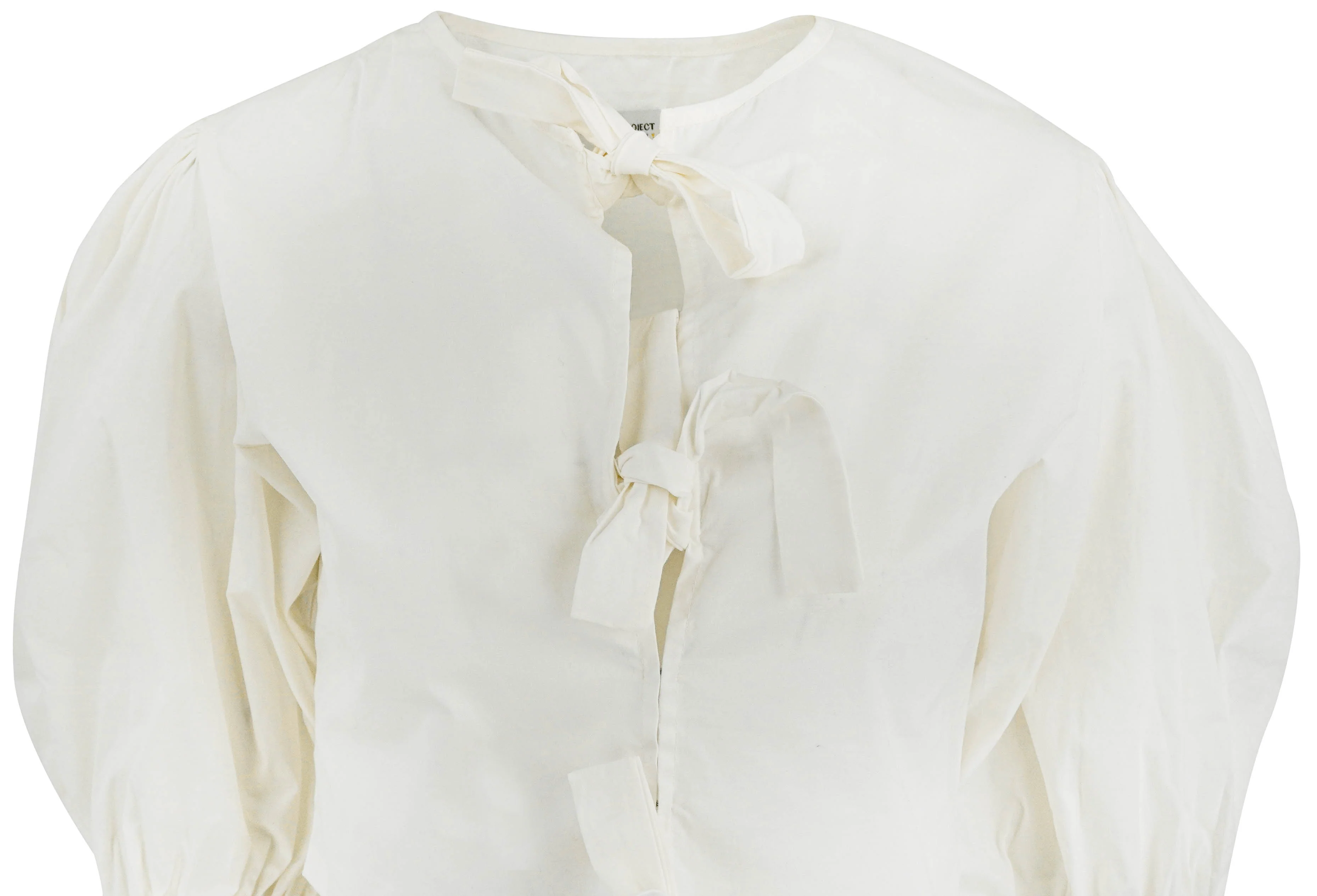 The Lulo Project Tie Front Cropped Blouse in White - Image 3