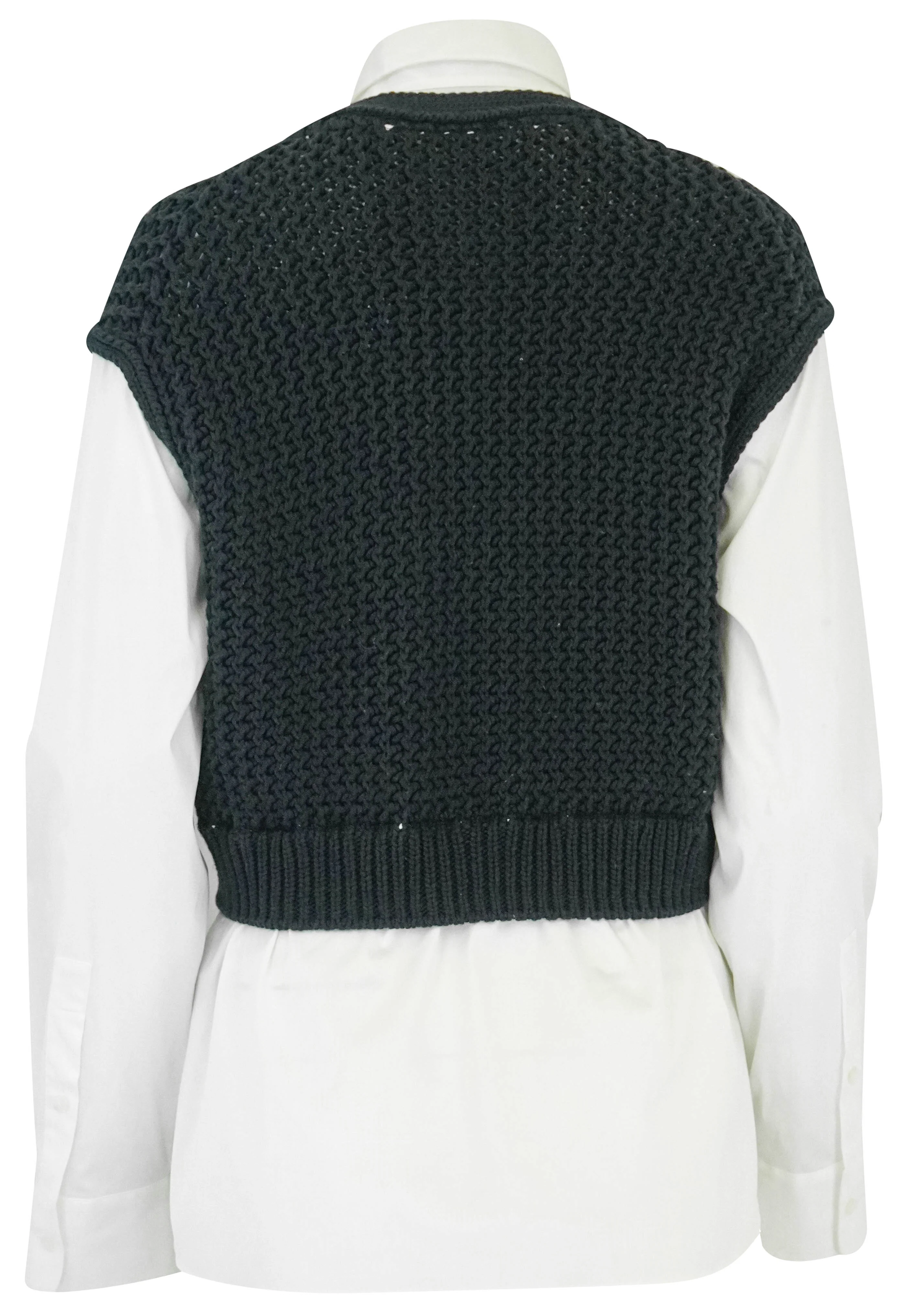 Theory Woven Combo Vest in Navy and White - Image 2