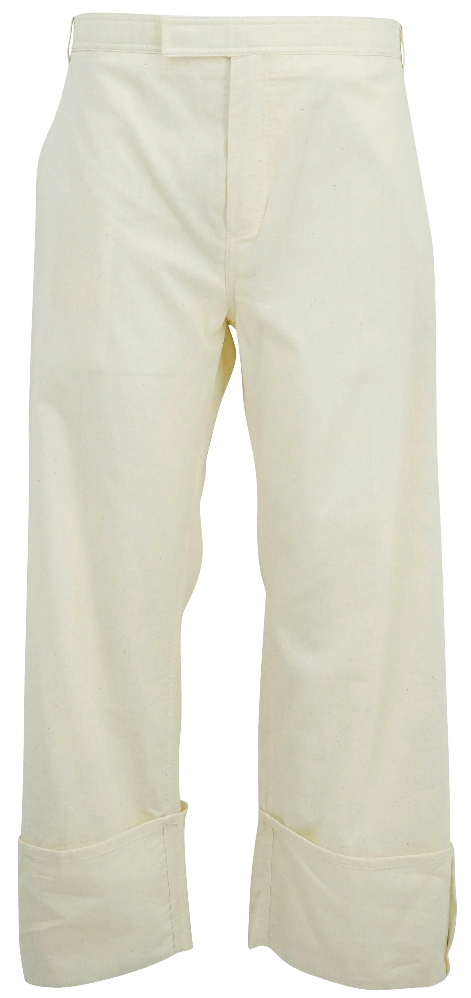 Thom Browne. Cuffed Straight Leg Trousers in Ecru
