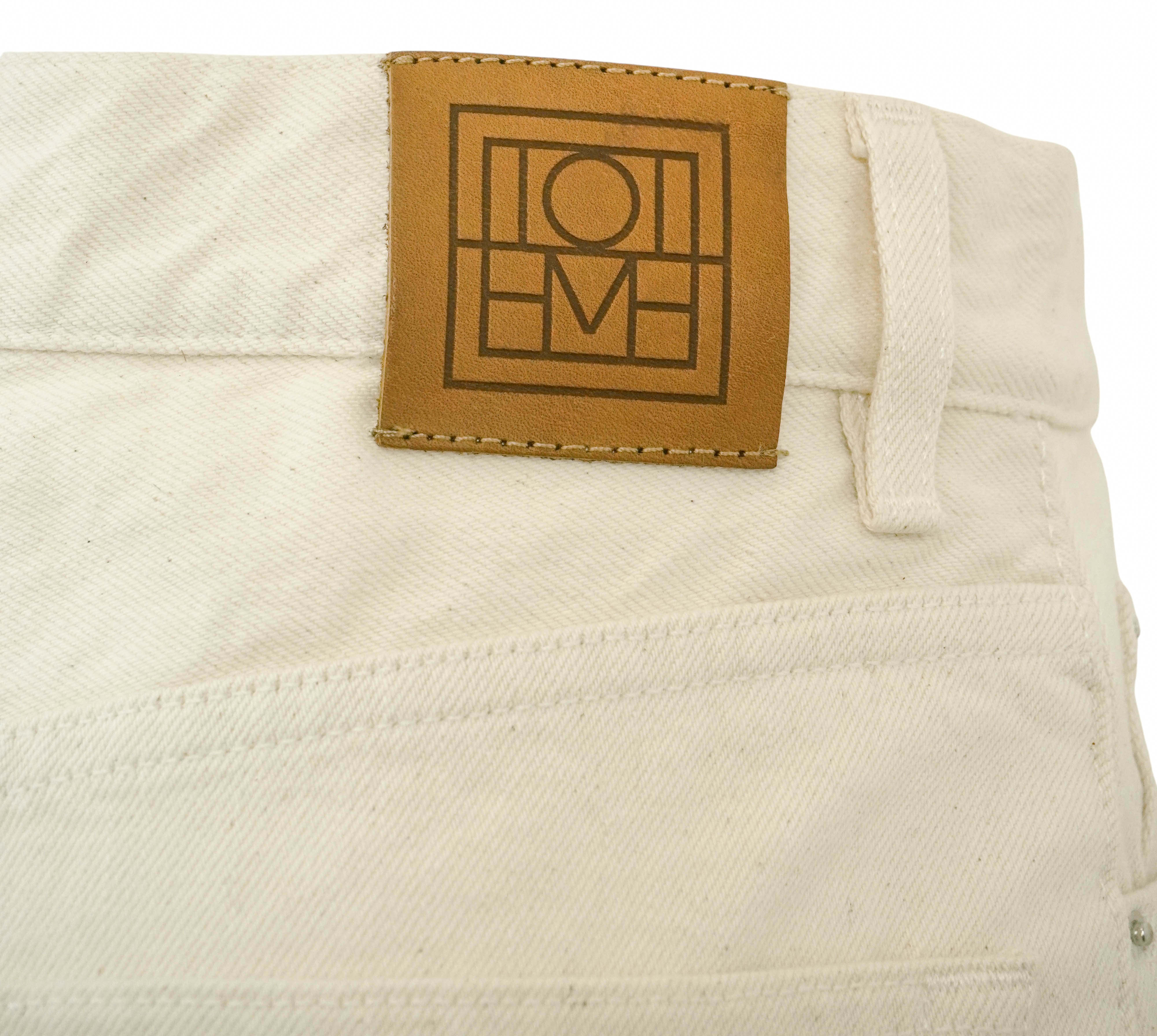Toteme Wide Leg Denim Jeans in Ecru - Image 3