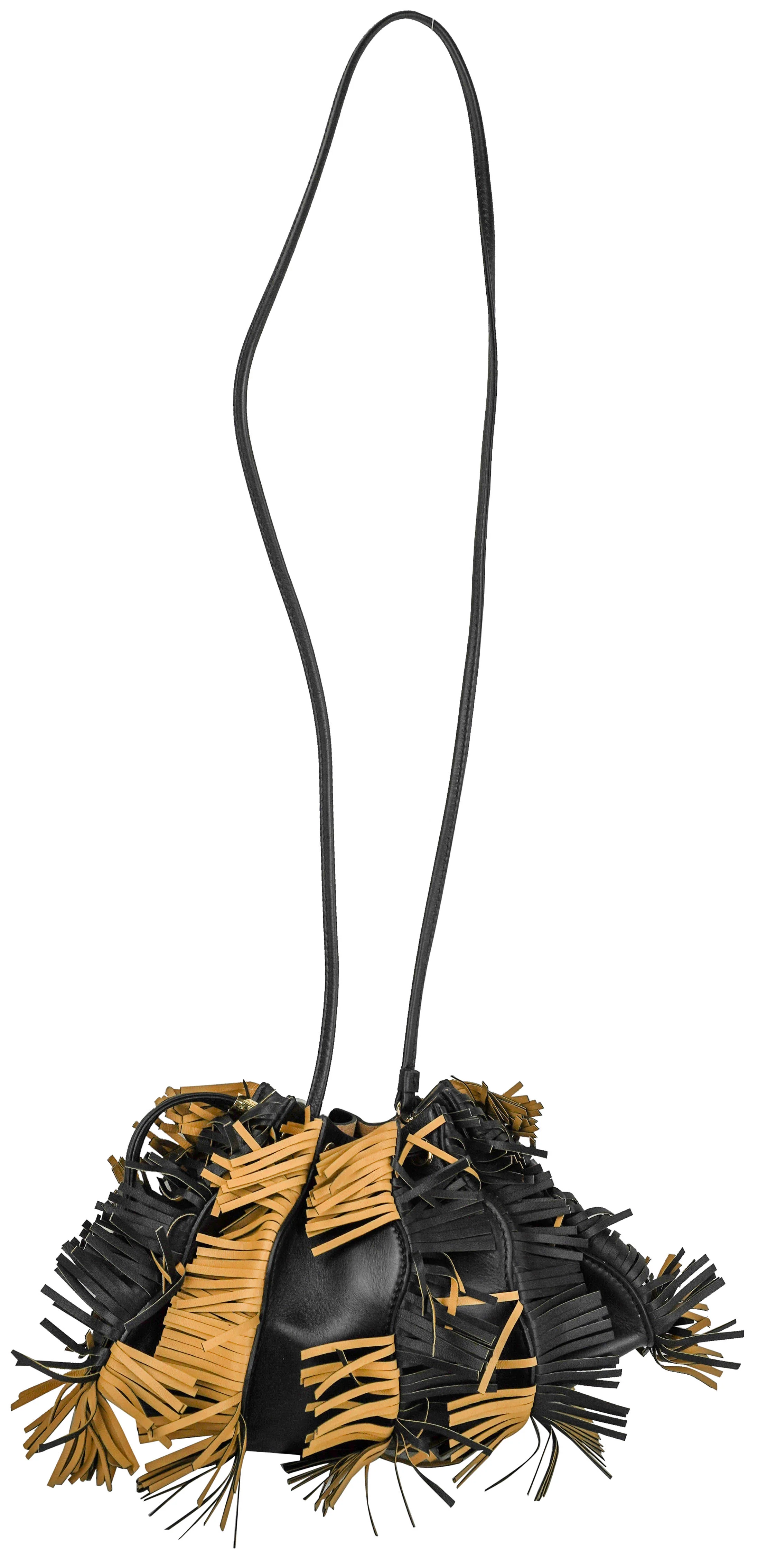 Ulla Johnson Adria Pleated Wave Crossbody in Noir Fringe