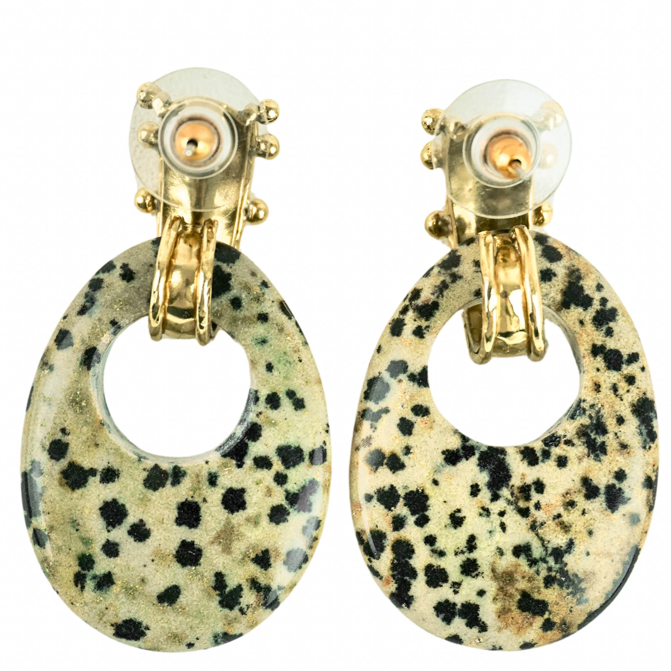 Ulla Johnson Nalani Geo Stone Earrings in Dalmatian Jasper - Image 2