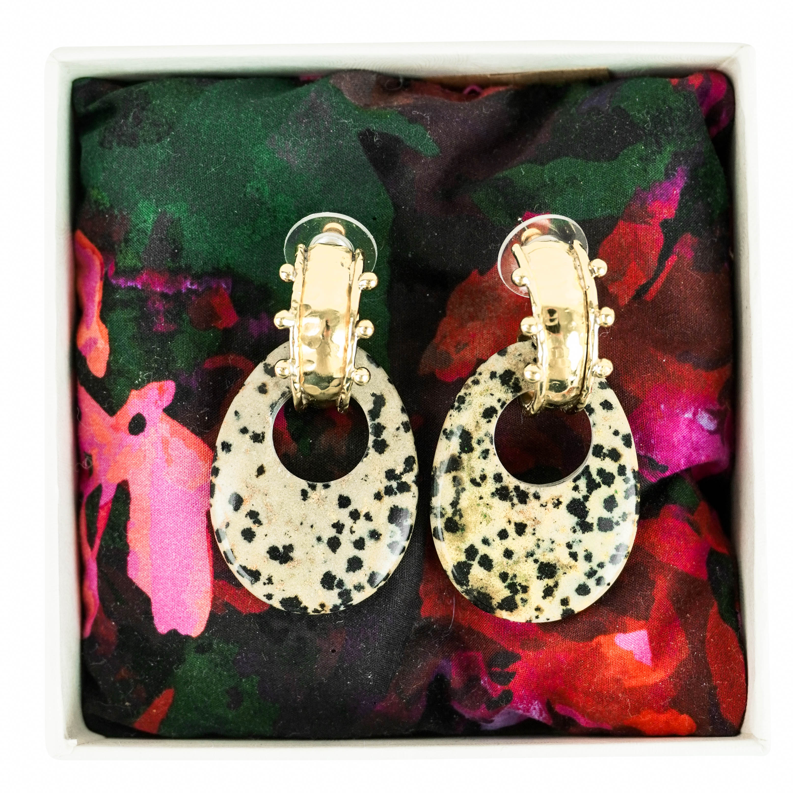Ulla Johnson Nalani Geo Stone Earrings in Dalmatian Jasper - Image 3