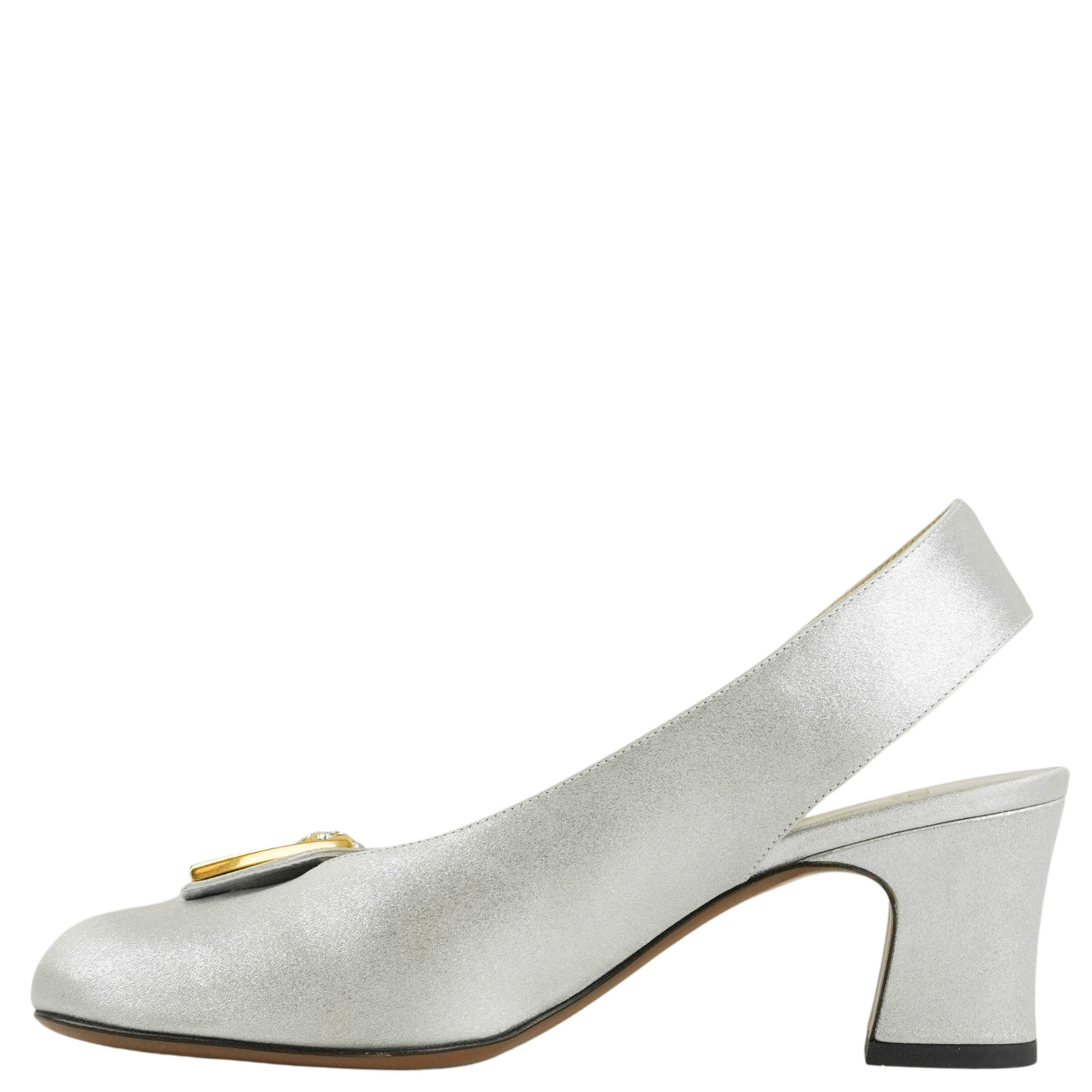 Valentino Adamantine Slingback Heels in Silver - Image 2