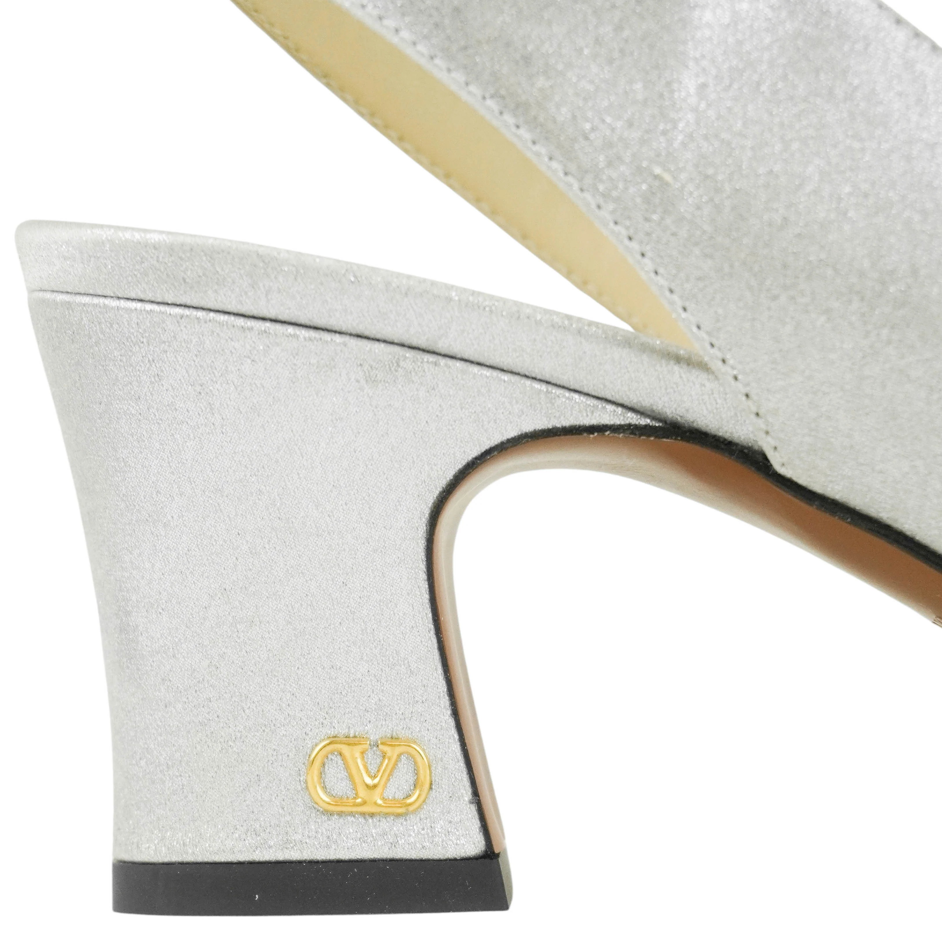 Valentino Adamantine Slingback Heels in Silver - Image 3